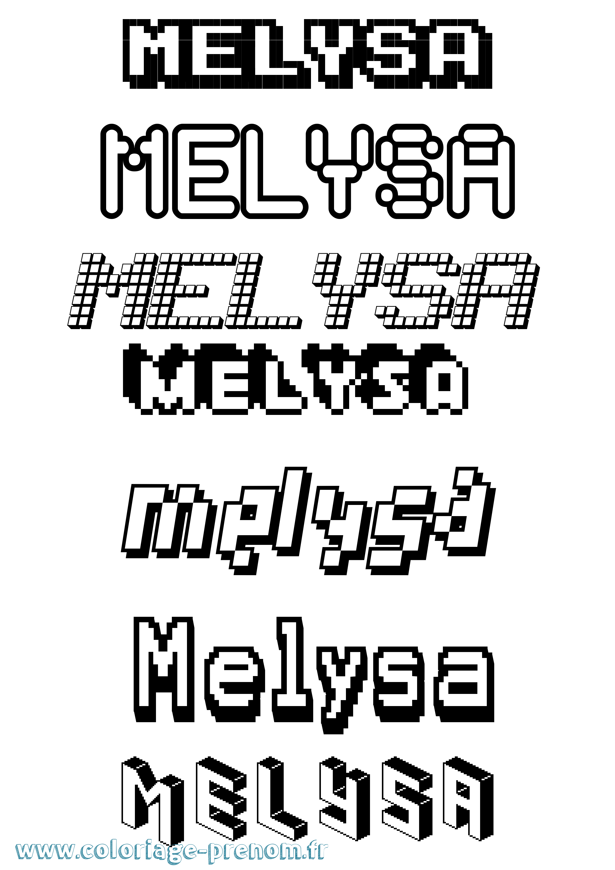 Coloriage Melysa Pixel Coloriage prénom Melysa Pixel