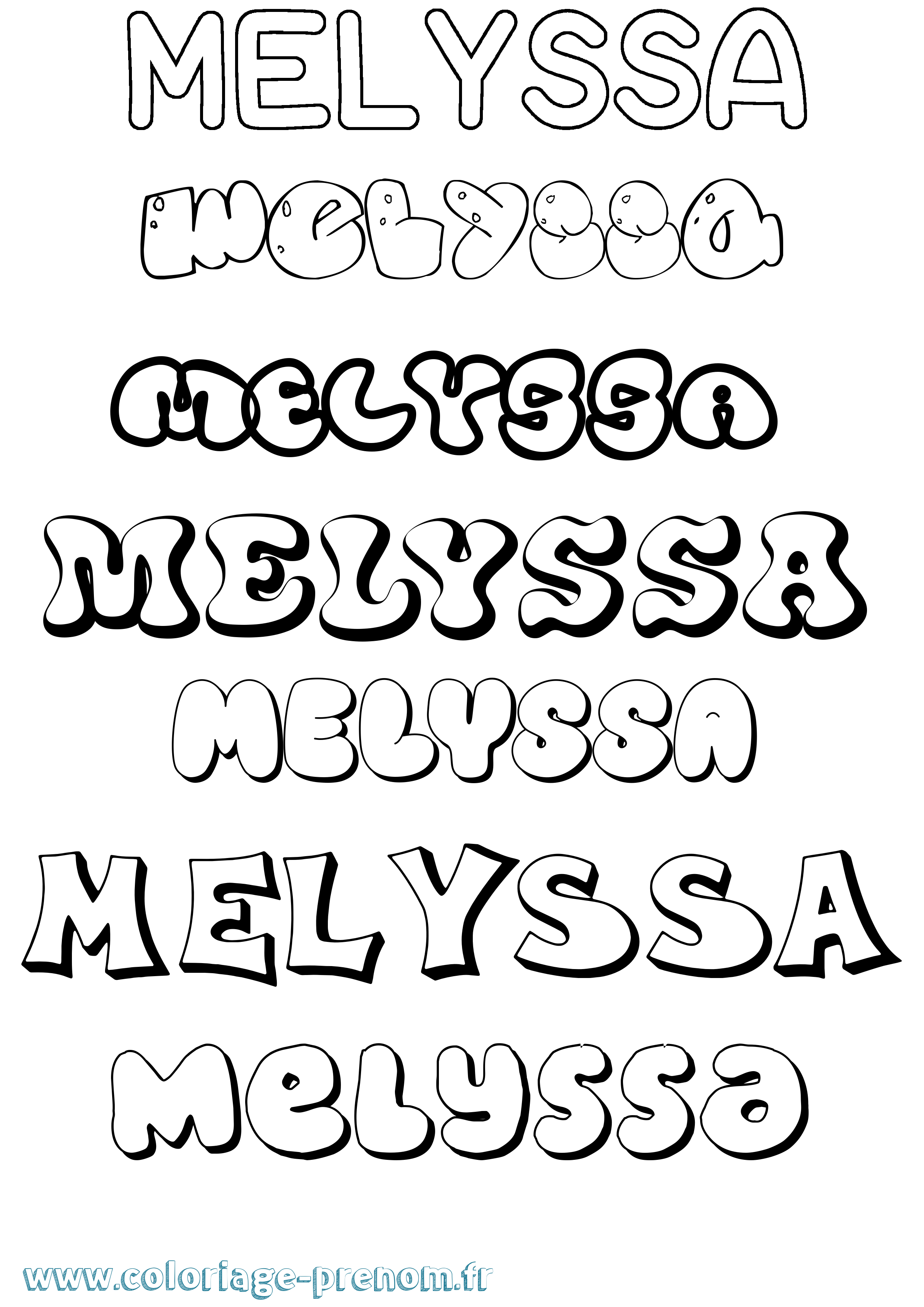 Coloriage Melyssa Bubble Coloriage prénom Melyssa Bubble