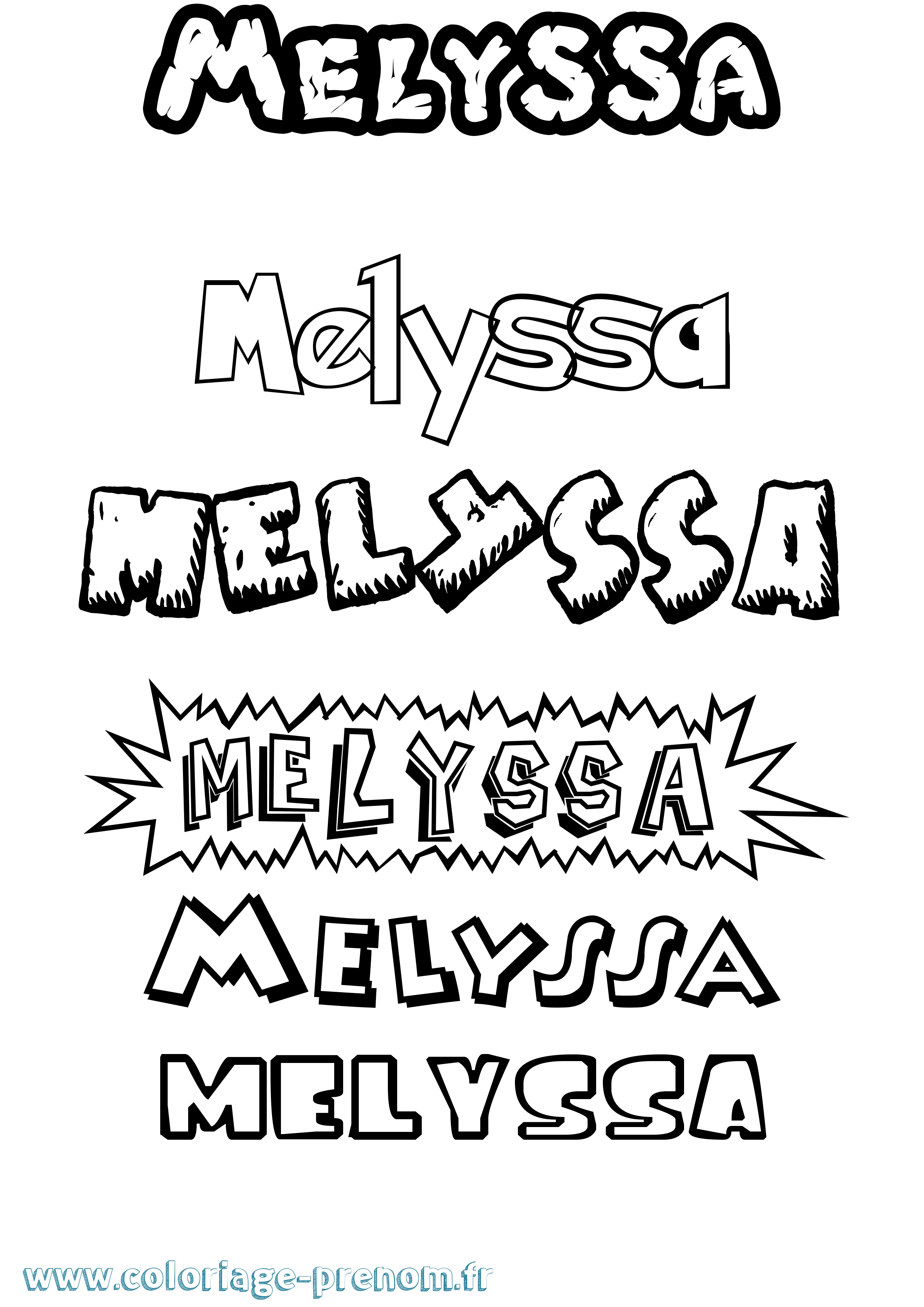 Coloriage Melyssa Dessin Animé Coloriage prénom Melyssa Dessin Animé