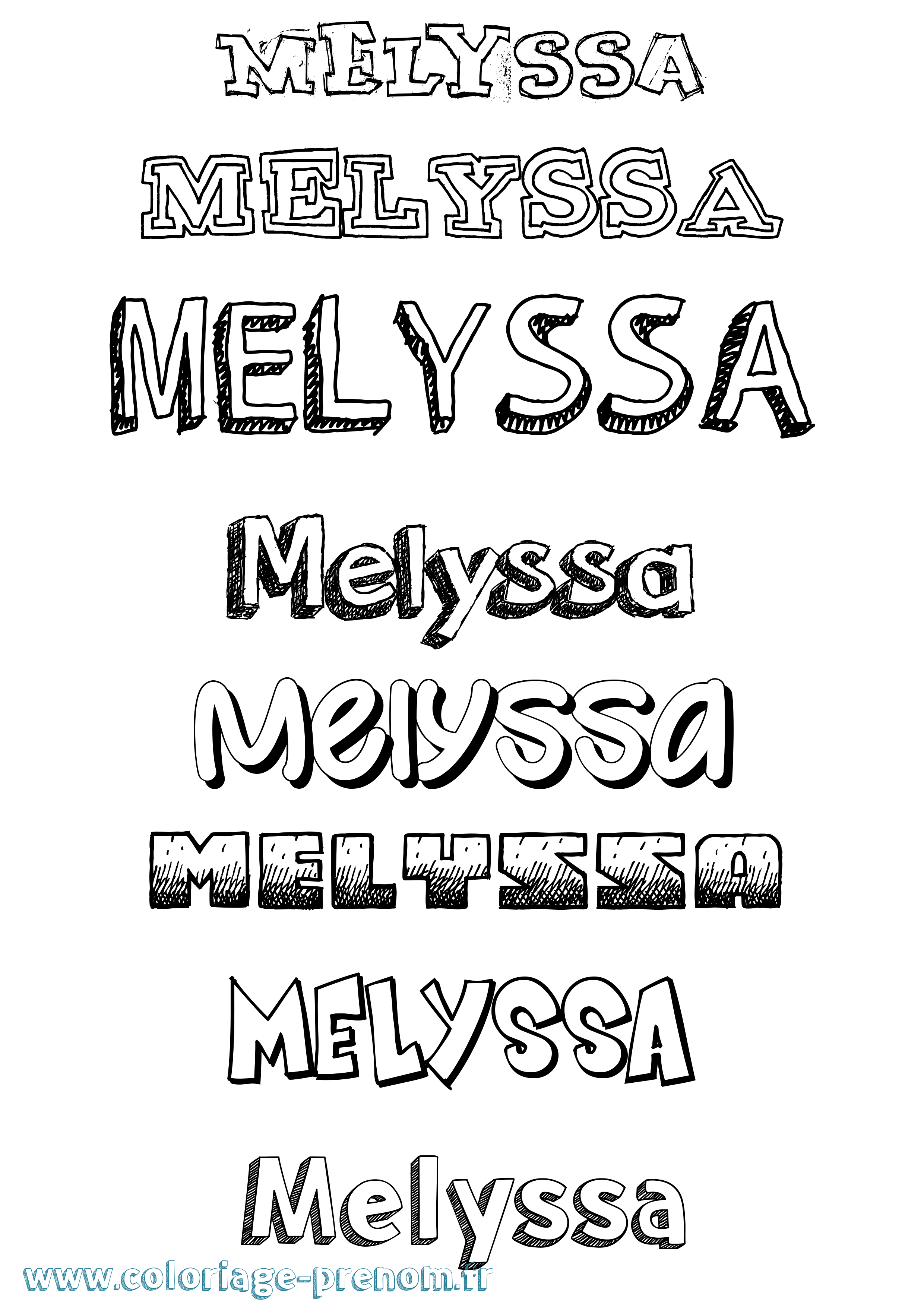 Coloriage Melyssa Dessiné Coloriage prénom Melyssa Dessiné