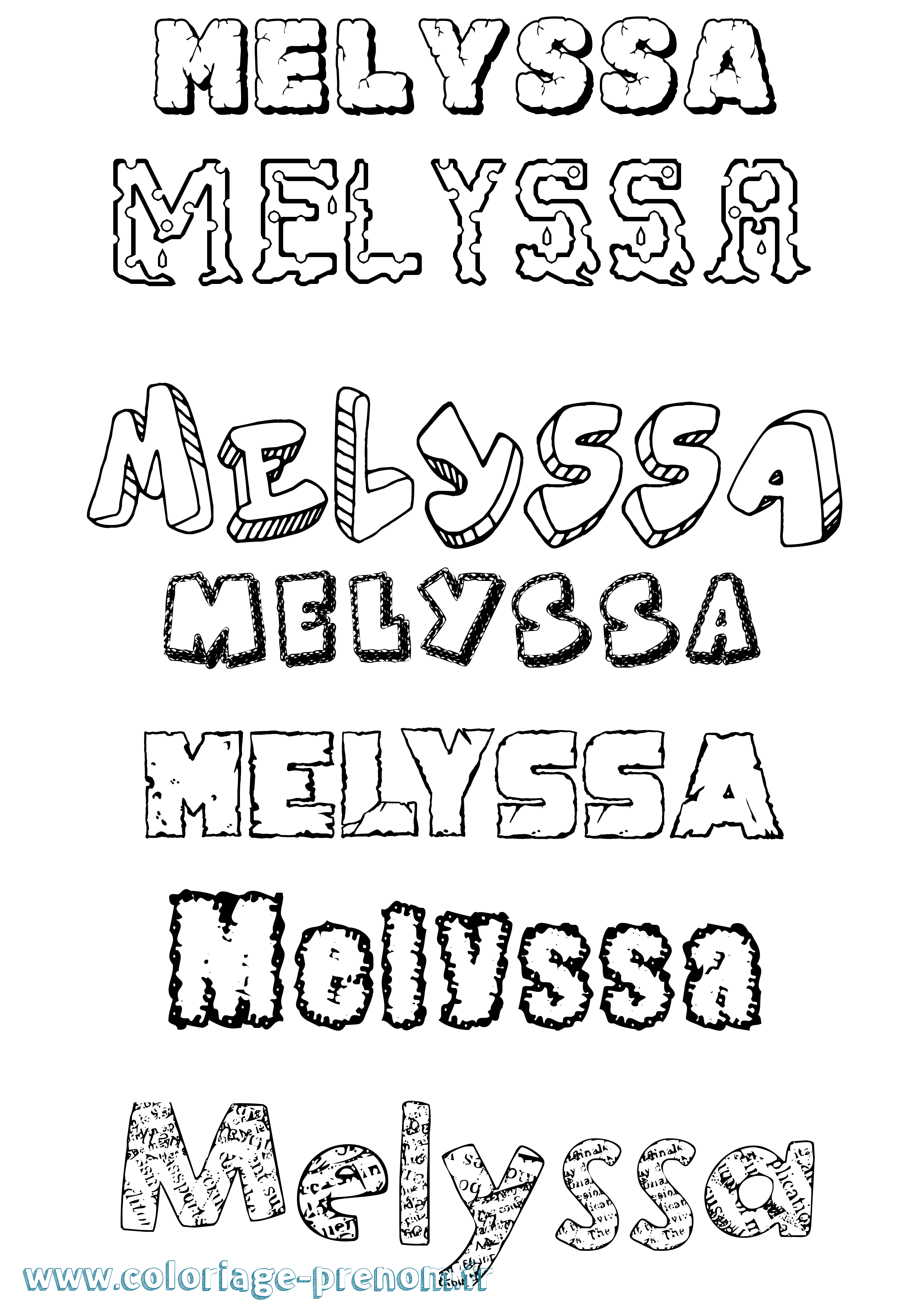 Coloriage Melyssa Destructuré Coloriage prénom Melyssa Destructuré