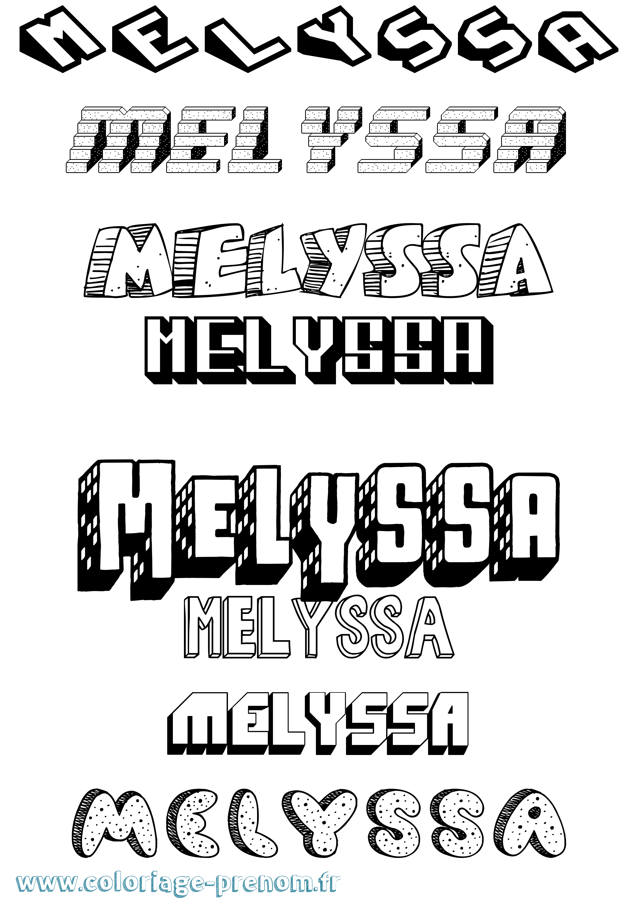 Coloriage Melyssa Effet 3D Coloriage prénom Melyssa Effet 3D