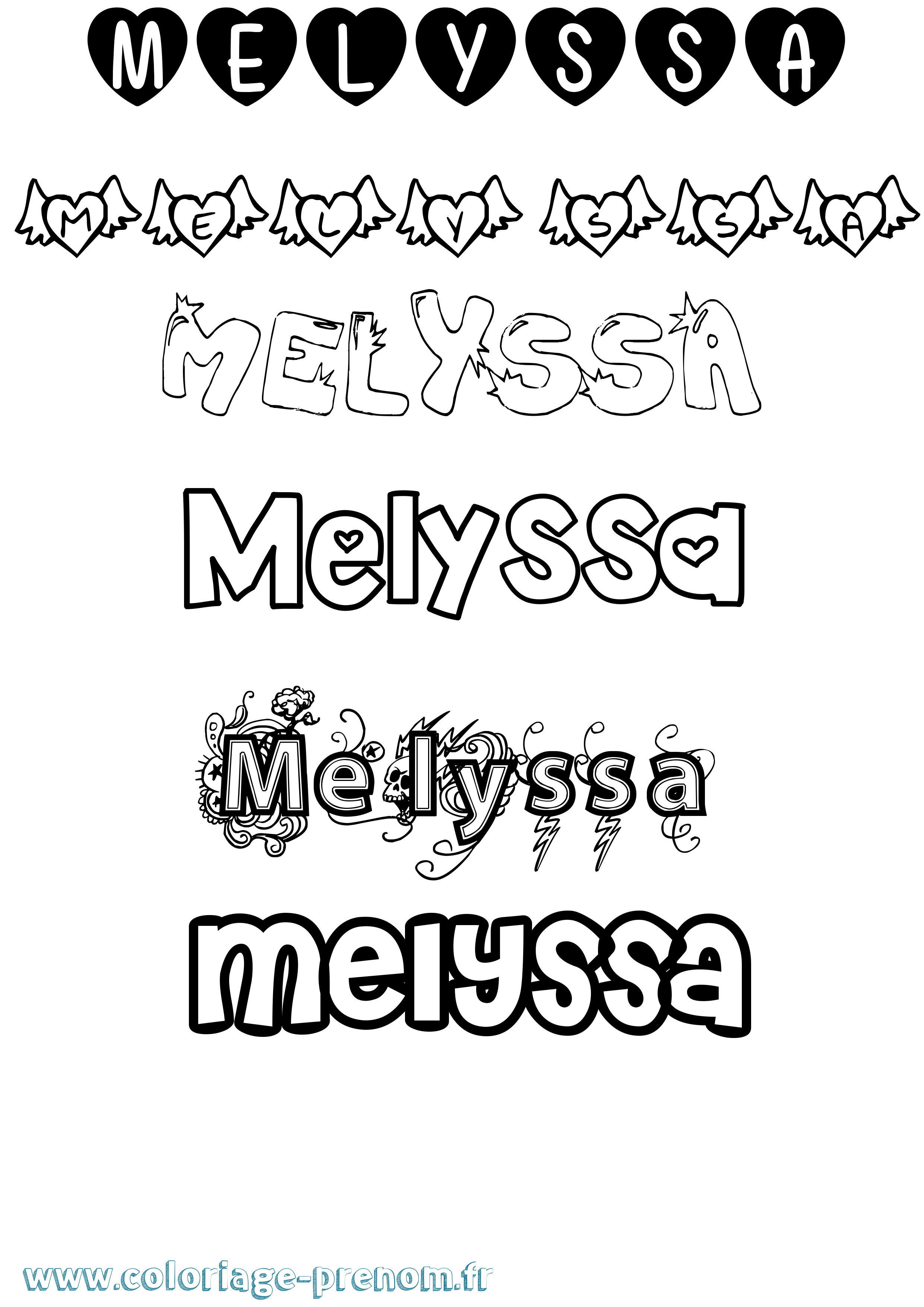 Coloriage Melyssa Girly Coloriage prénom Melyssa Girly