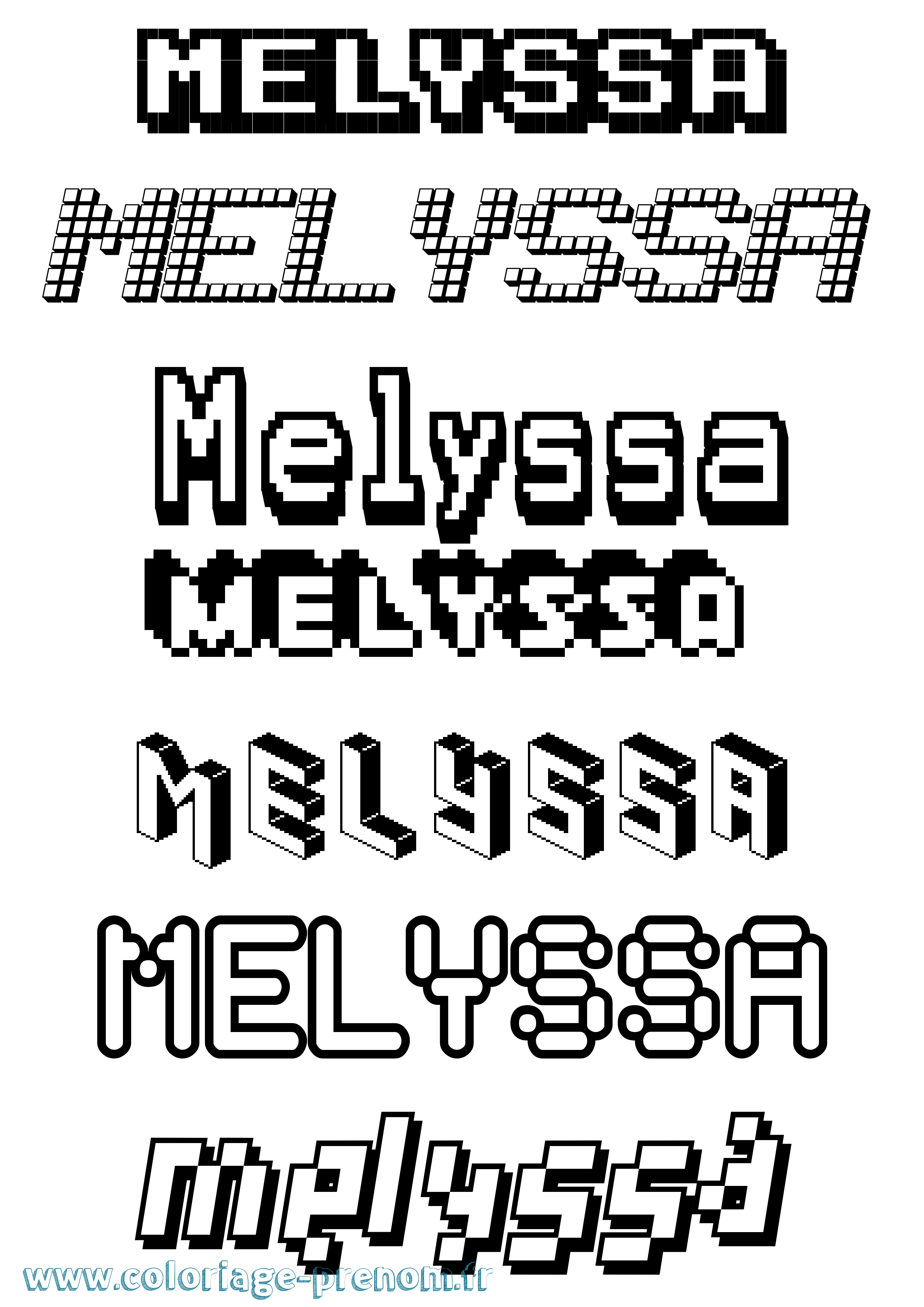 Coloriage Melyssa Pixel Coloriage prénom Melyssa Pixel