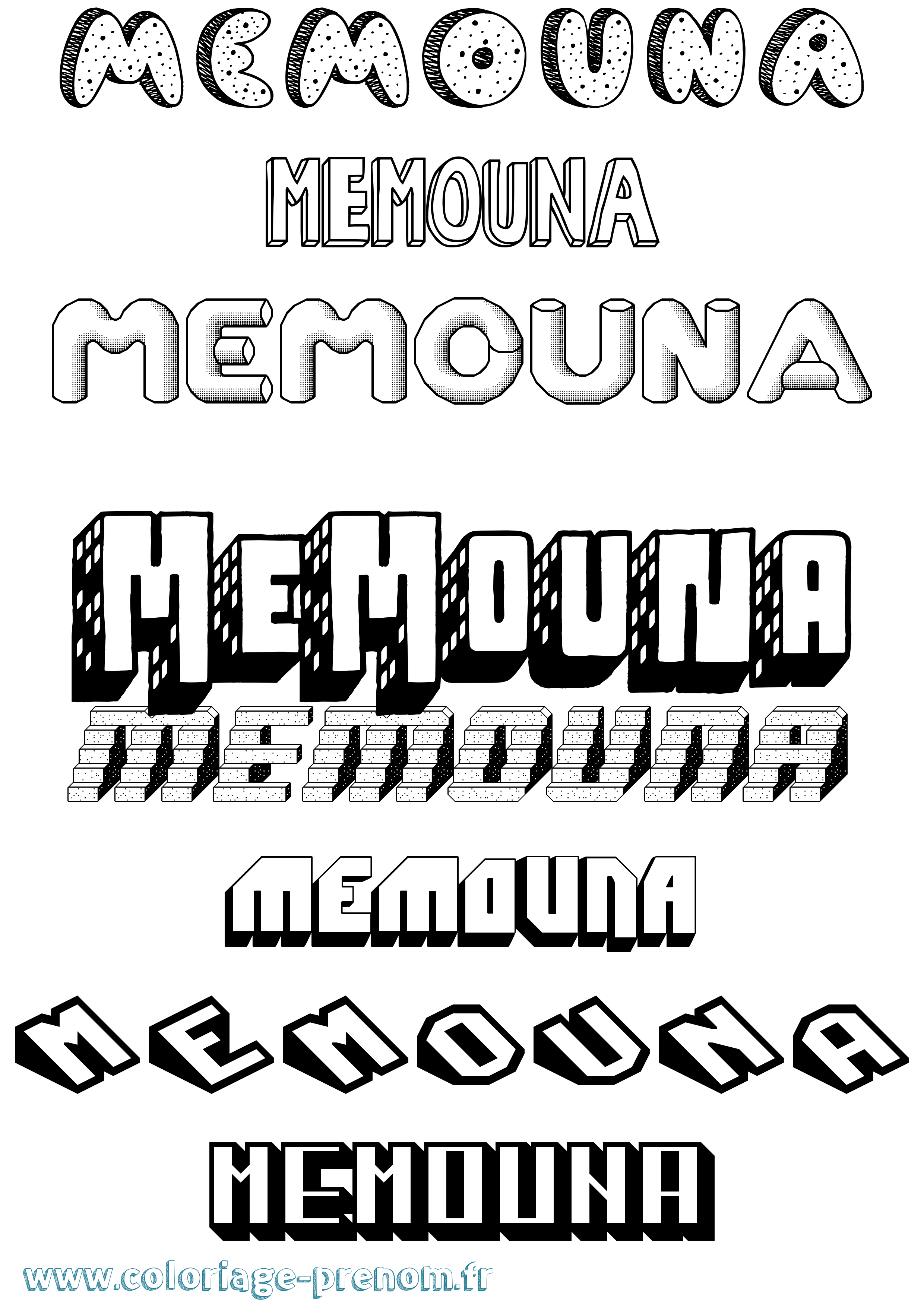 Coloriage Memouna Effet 3D Coloriage prénom Memouna Effet 3D