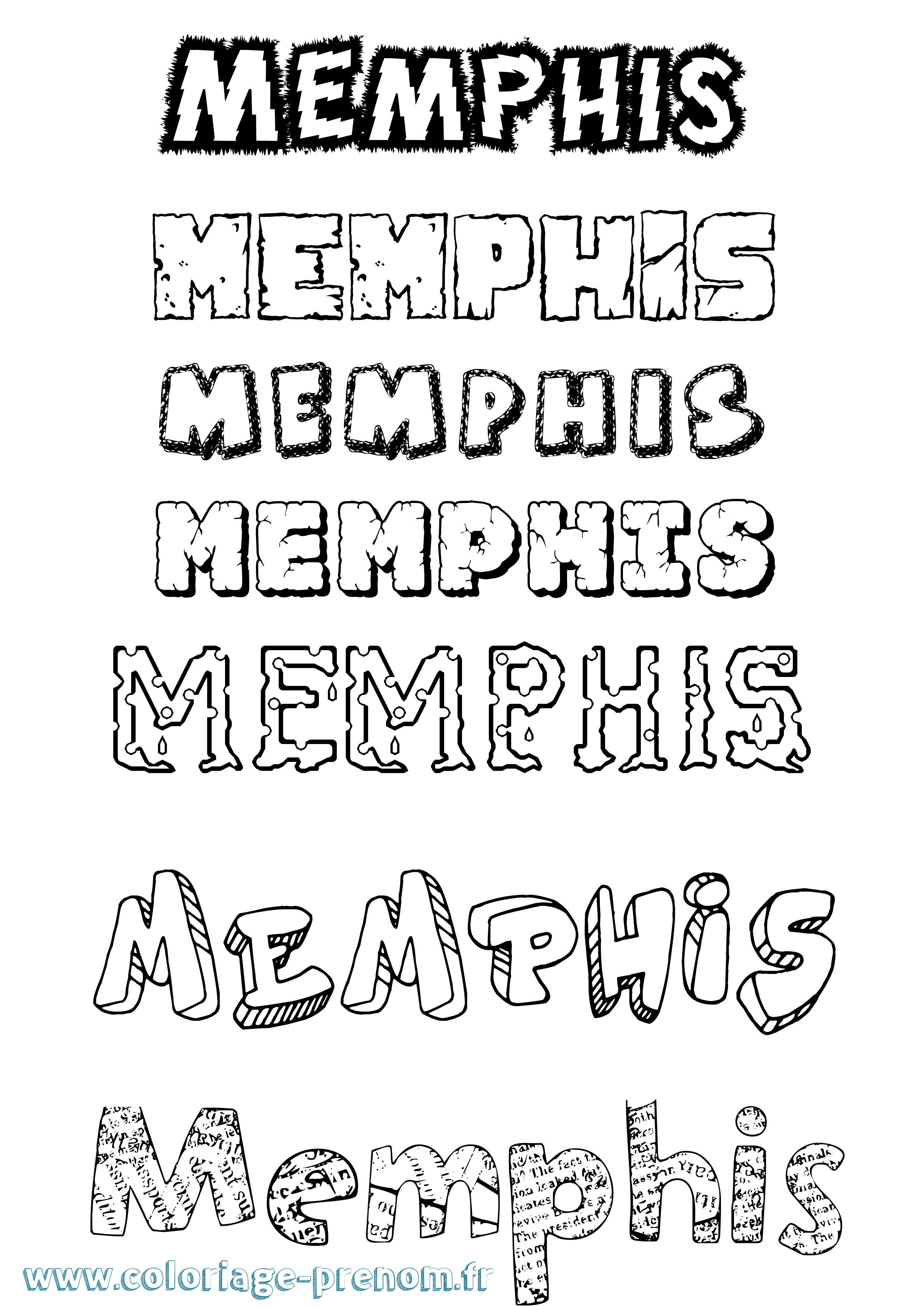 Coloriage Memphis Destructuré Coloriage prénom Memphis Destructuré