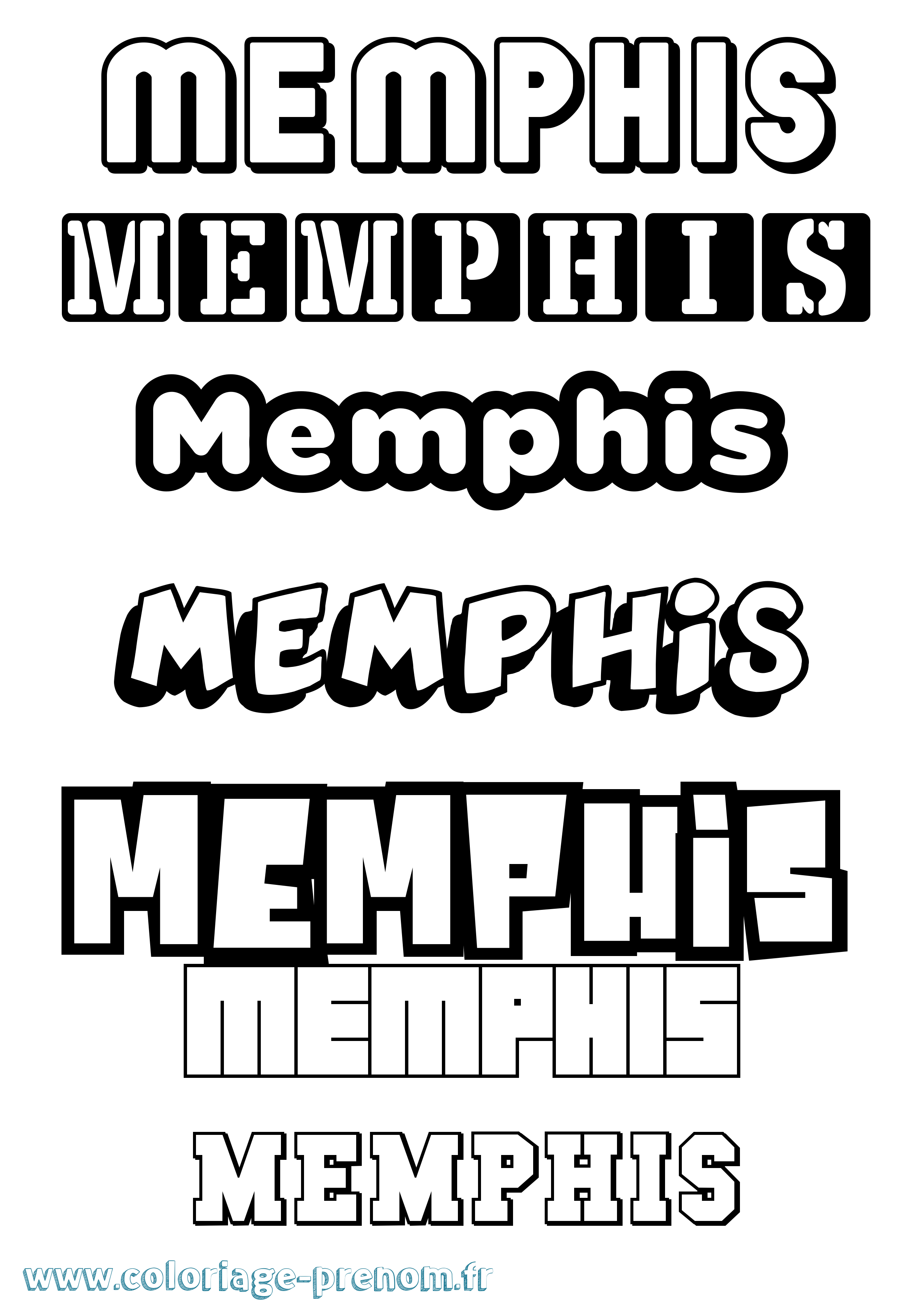 Coloriage Memphis Simple Coloriage prénom Memphis Simple