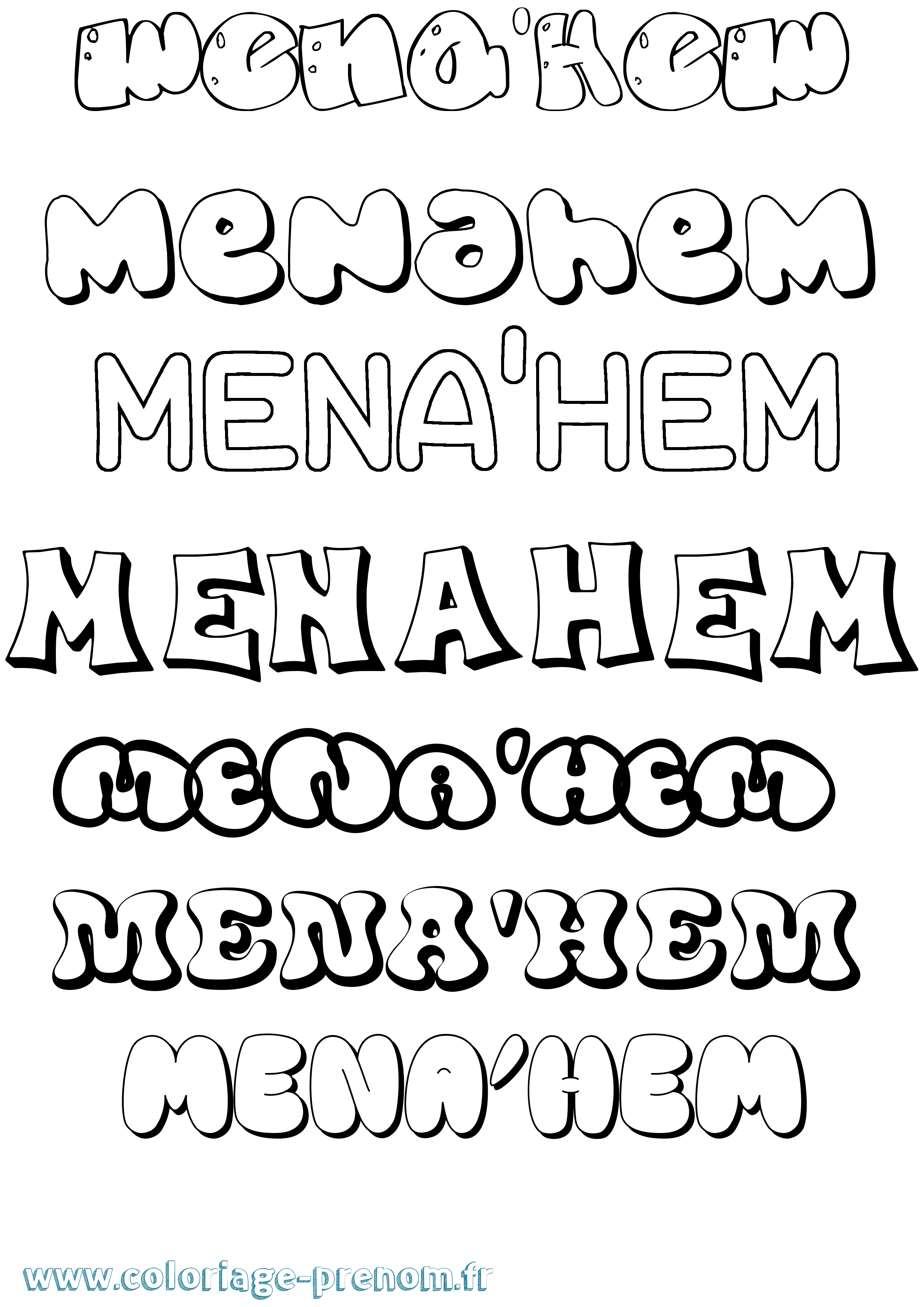 Coloriage Mena'Hem Bubble Coloriage prénom Mena'Hem Bubble