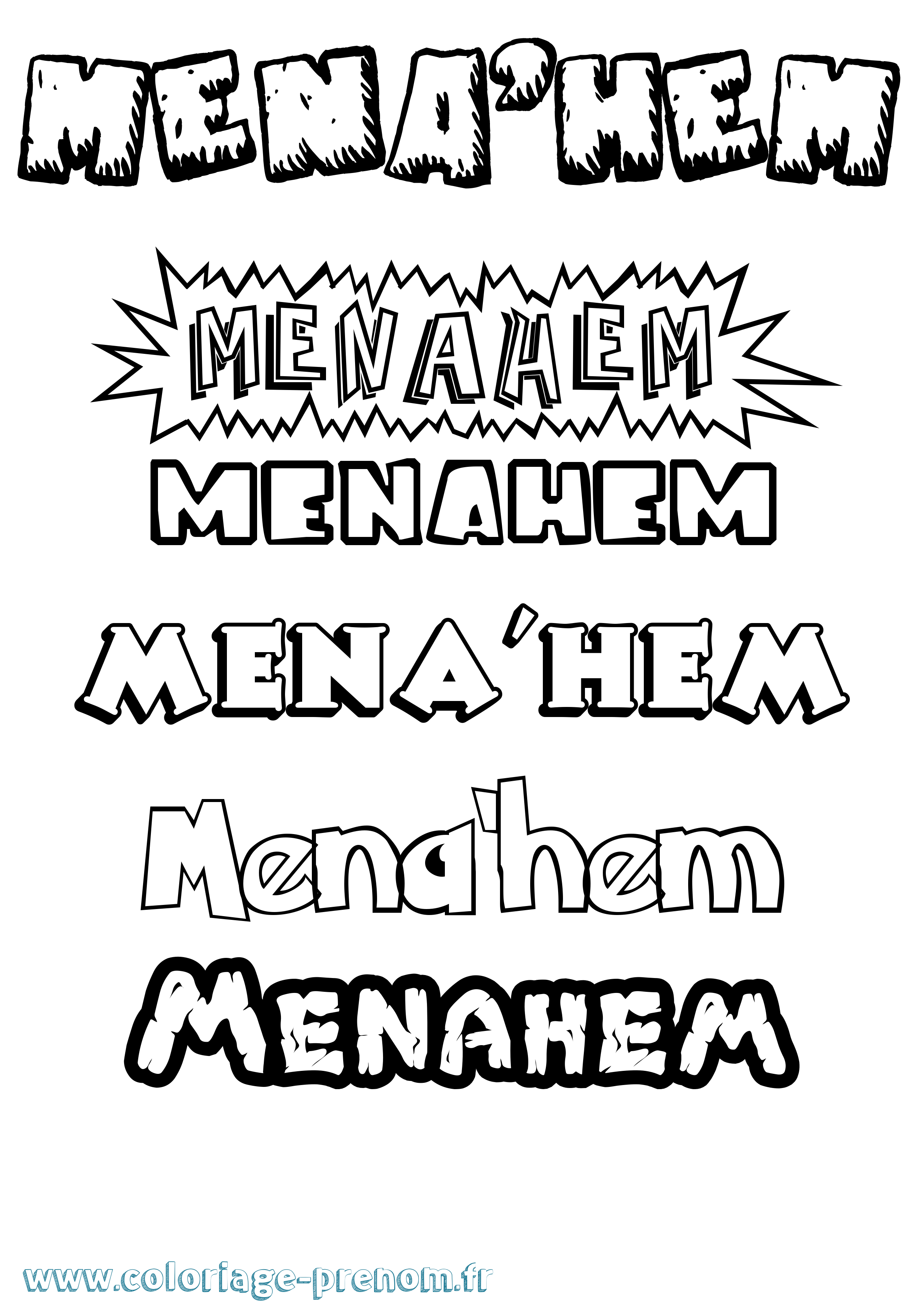 Coloriage Mena'Hem Dessin Animé Coloriage prénom Mena'Hem Dessin Animé