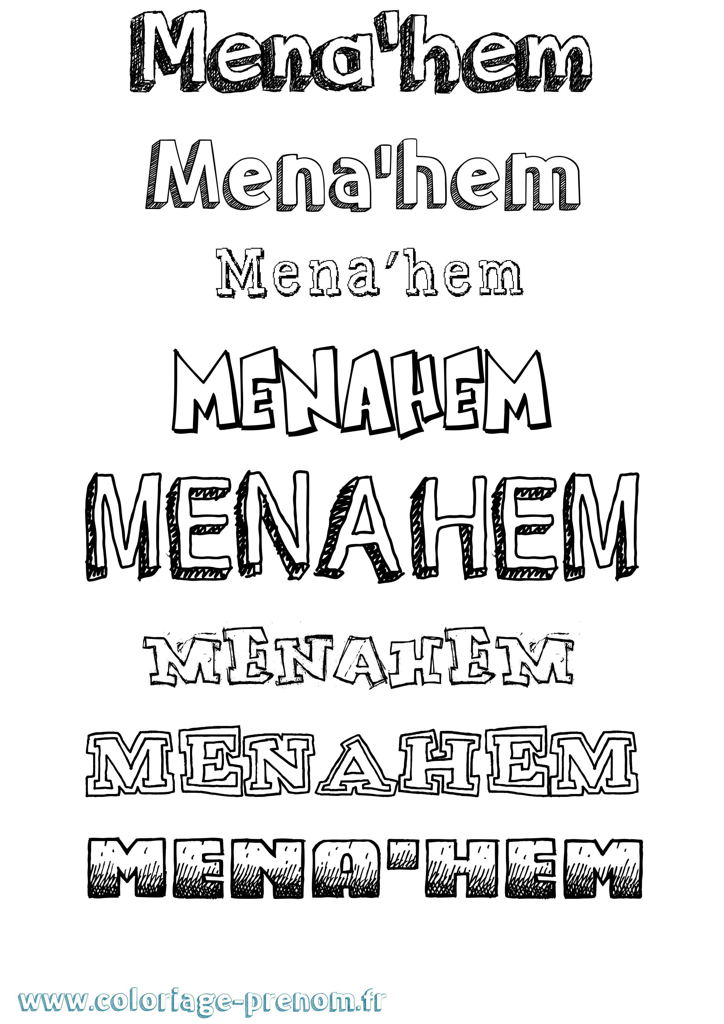 Coloriage Mena'Hem Dessiné Coloriage prénom Mena'Hem Dessiné