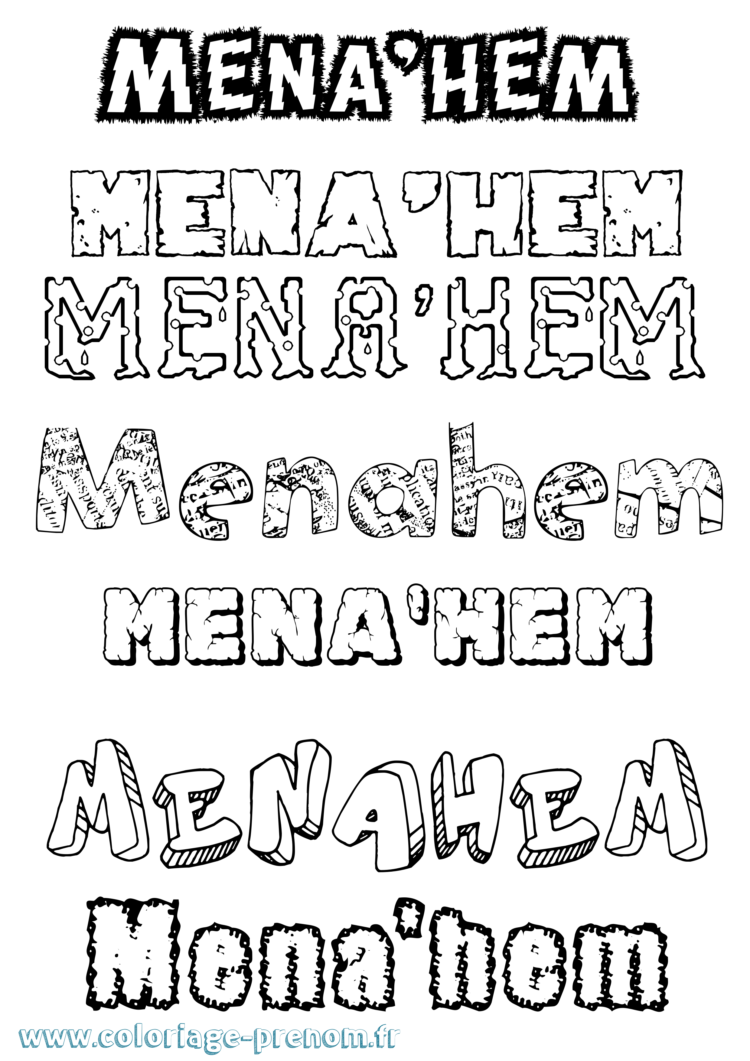 Coloriage Mena'Hem Destructuré Coloriage prénom Mena'Hem Destructuré
