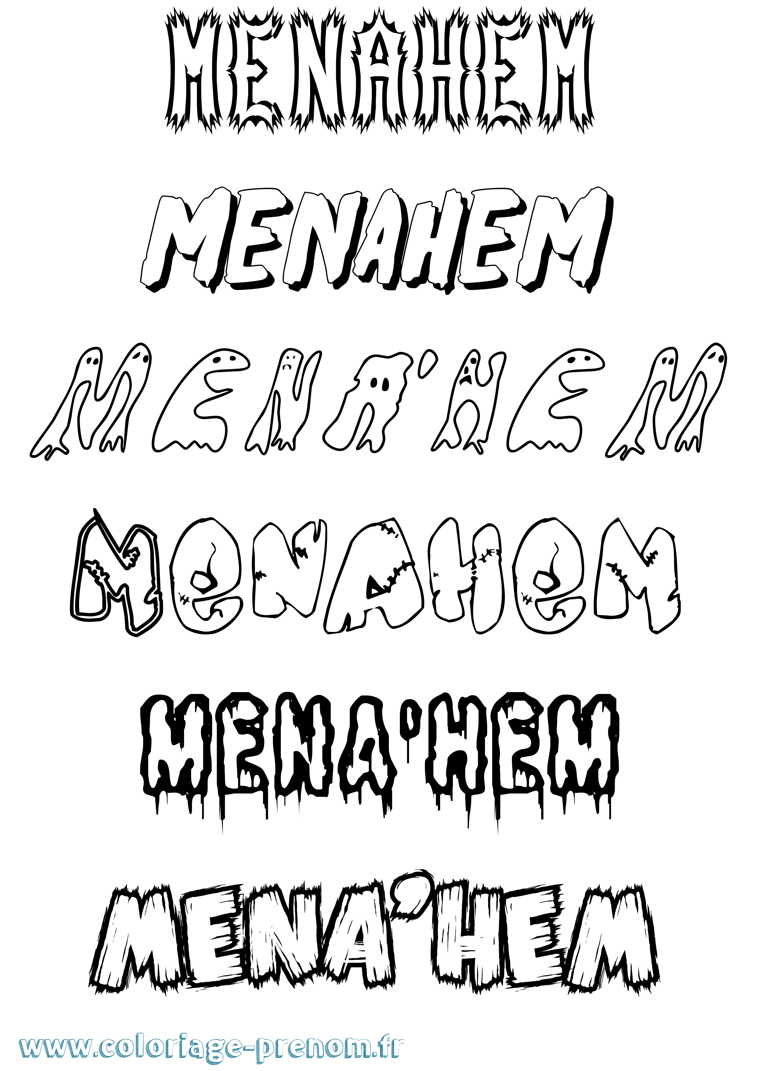 Coloriage Mena'Hem Frisson Coloriage prénom Mena'Hem Frisson