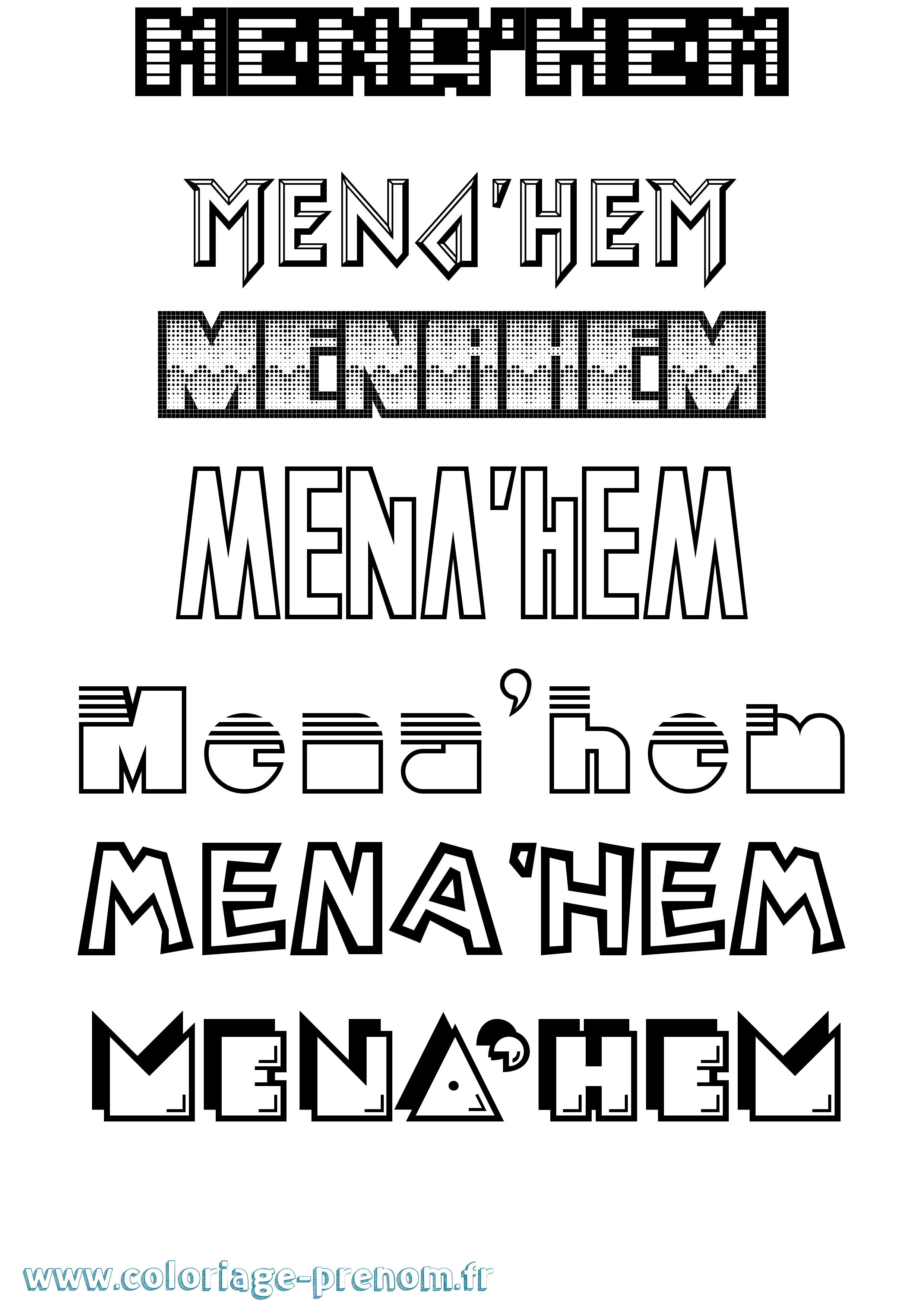 Coloriage Mena'Hem Jeux Vidéos Coloriage prénom Mena'Hem Jeux Vidéos