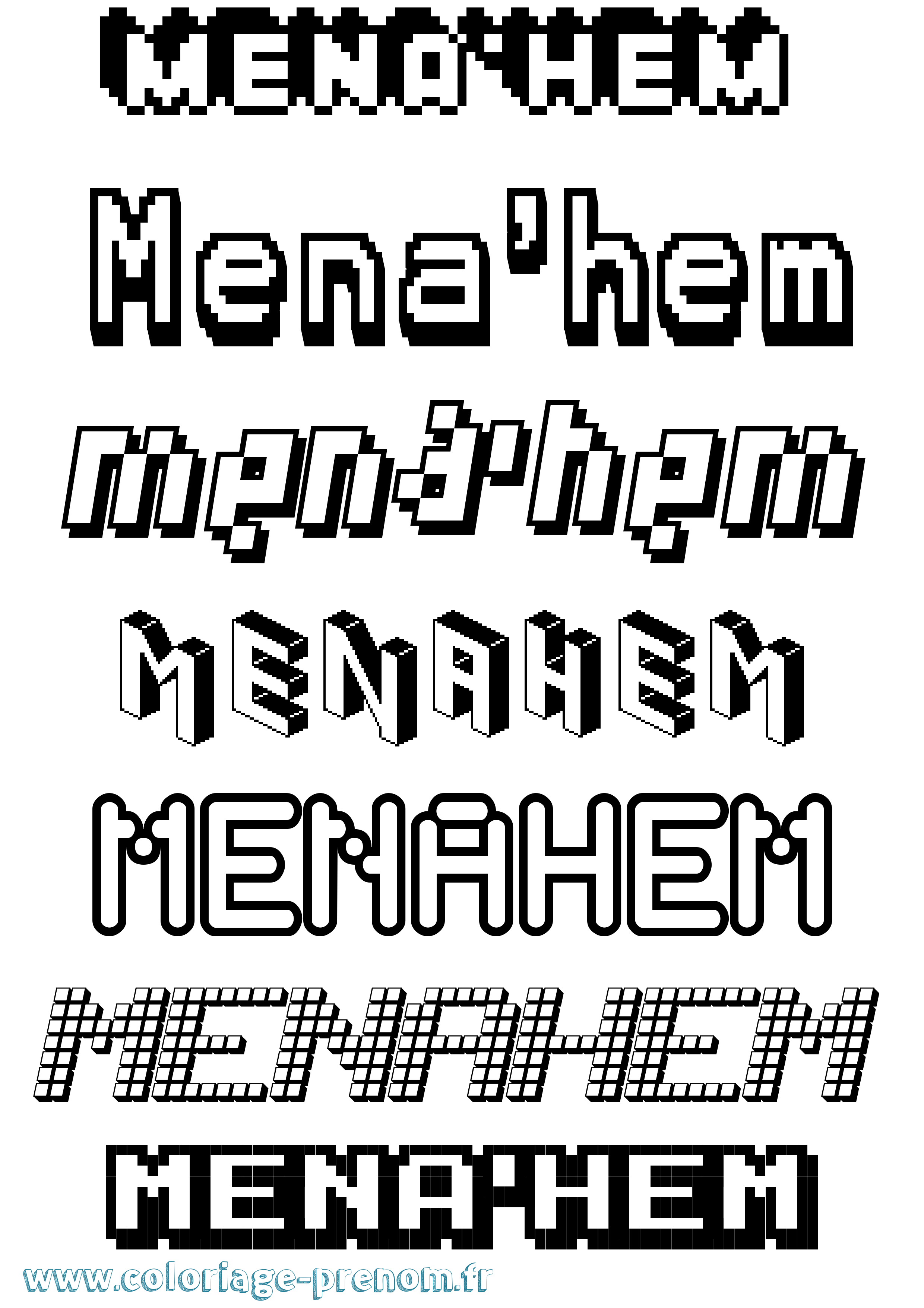 Coloriage Mena'Hem Pixel Coloriage prénom Mena'Hem Pixel