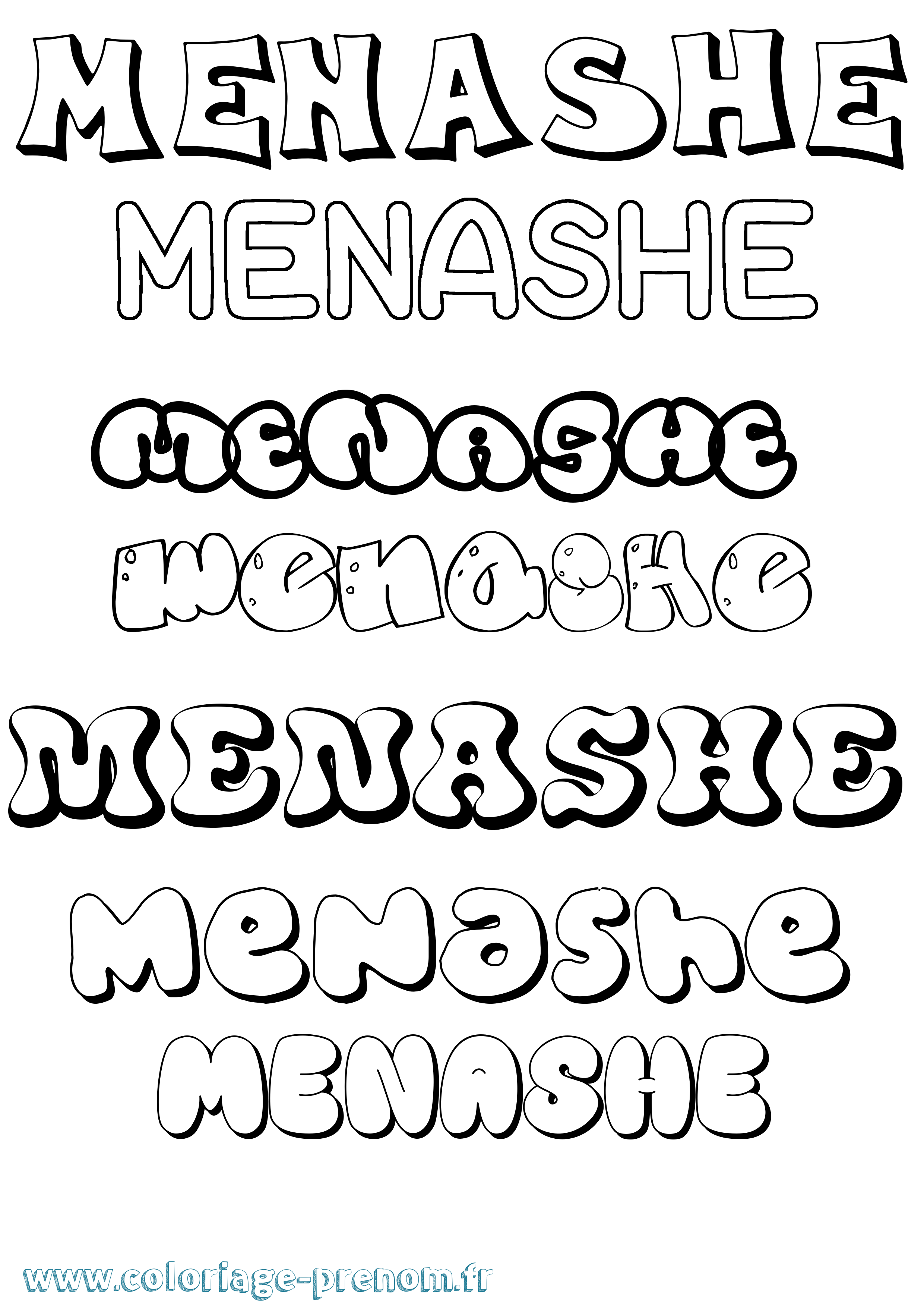 Coloriage Menashe Bubble Coloriage prénom Menashe Bubble