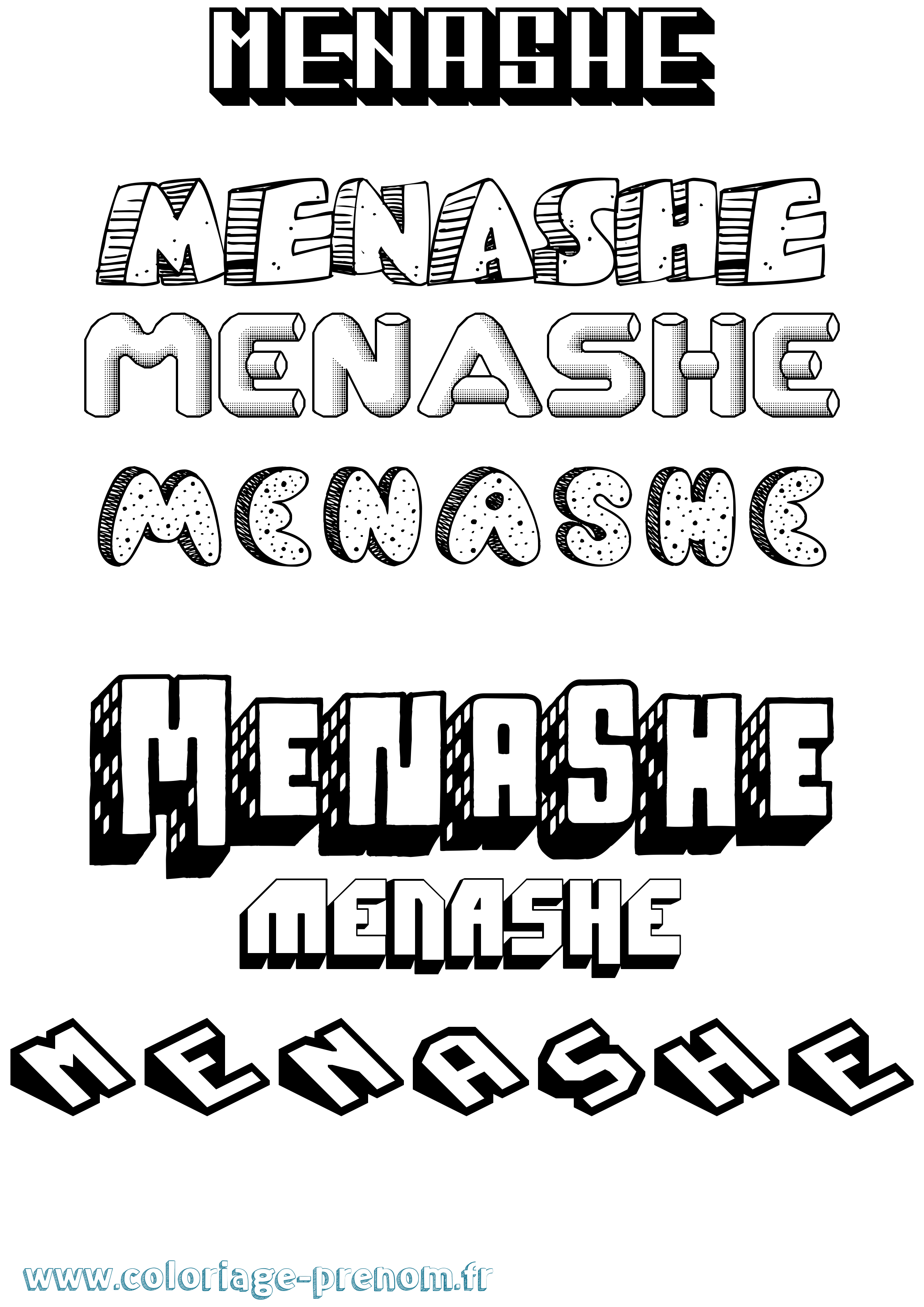 Coloriage Menashe Effet 3D Coloriage prénom Menashe Effet 3D