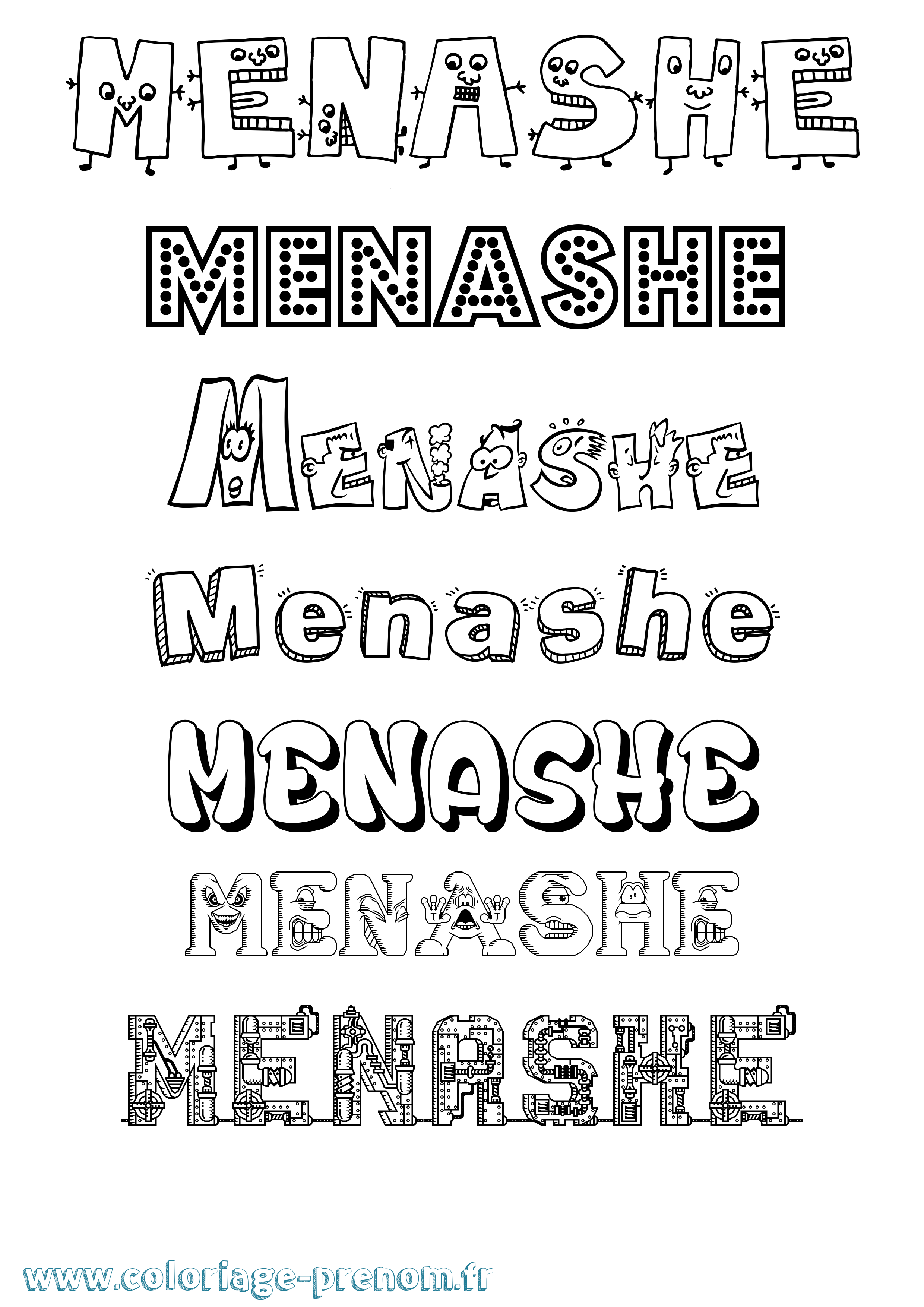 Coloriage Menashe Fun Coloriage prénom Menashe Fun