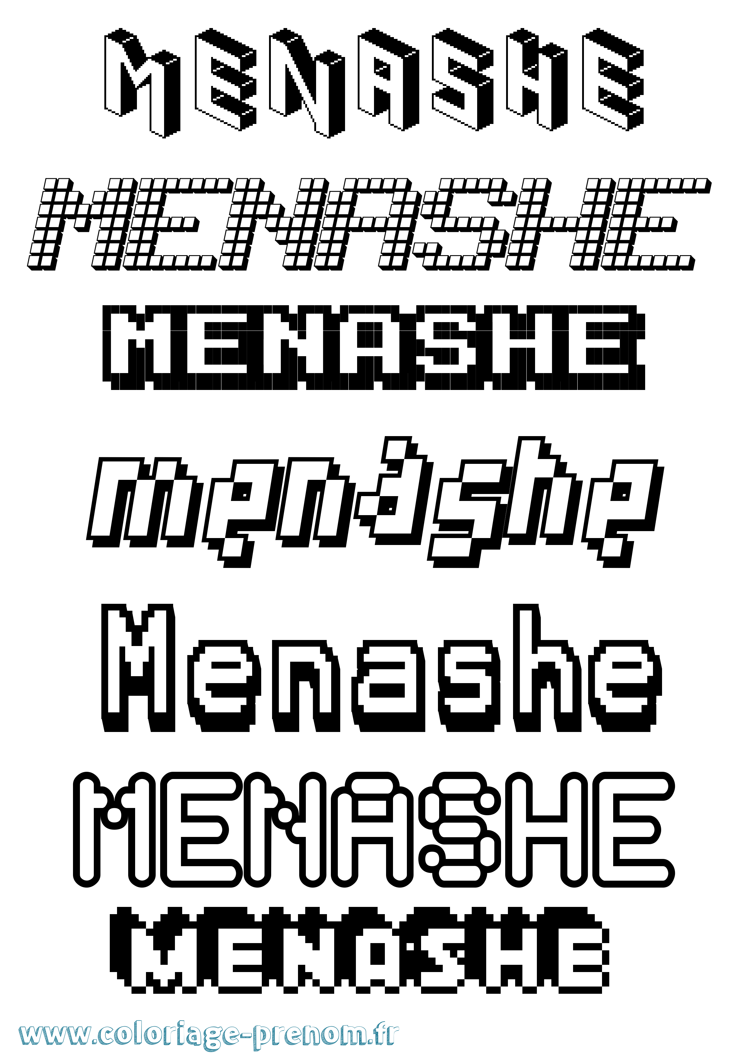 Coloriage Menashe Pixel Coloriage prénom Menashe Pixel