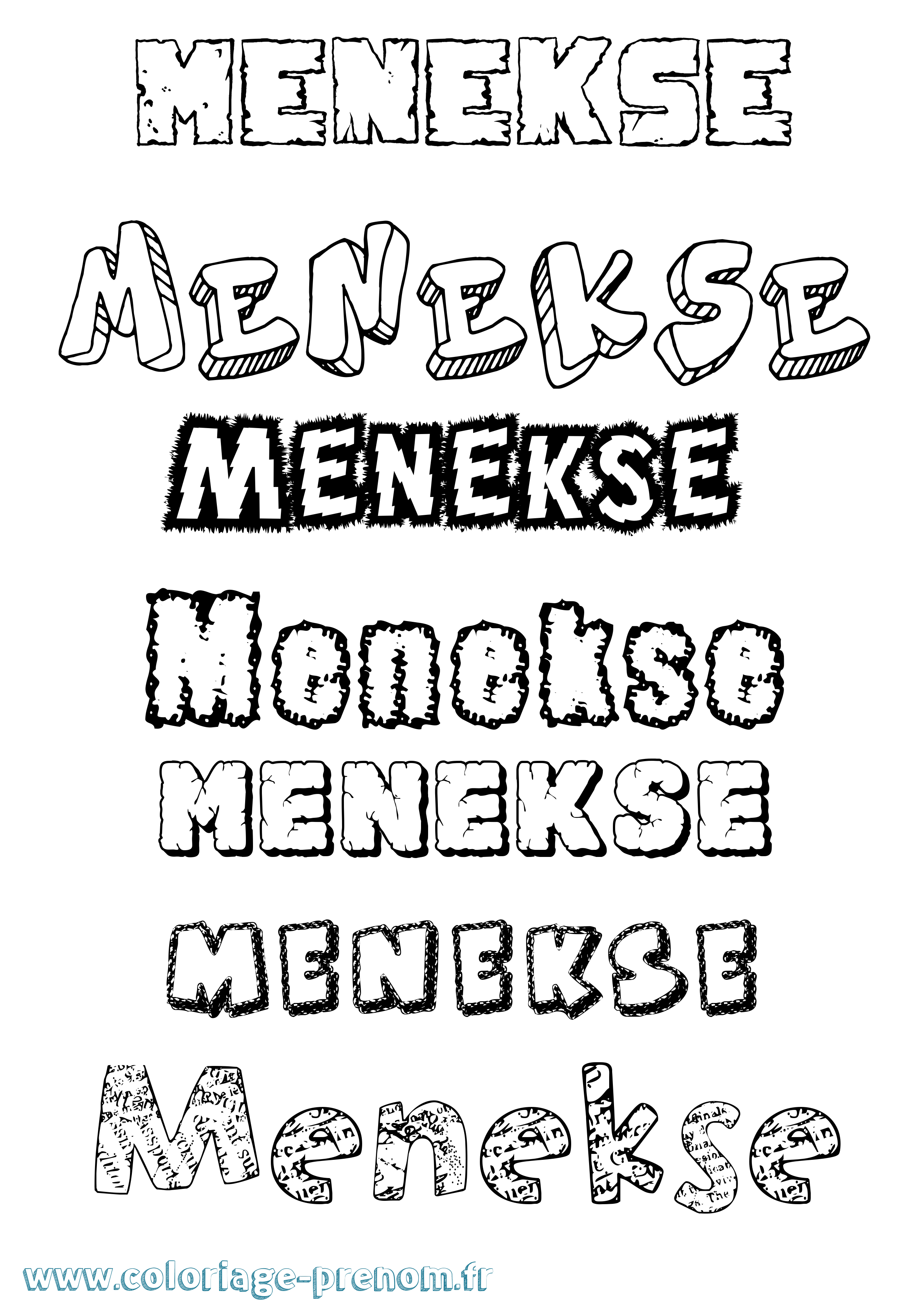 Coloriage Menekse Destructuré Coloriage prénom Menekse Destructuré