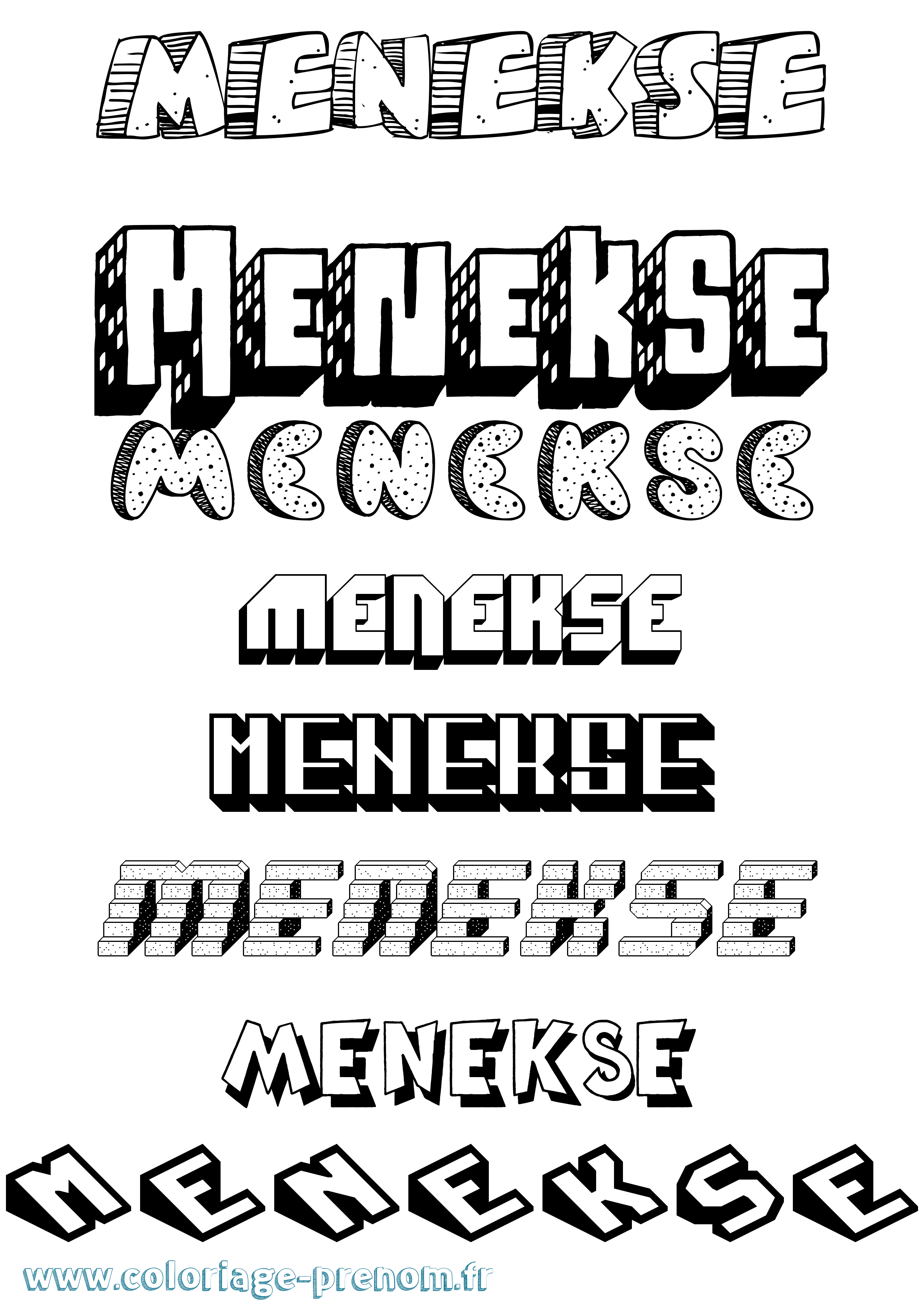 Coloriage Menekse Effet 3D Coloriage prénom Menekse Effet 3D