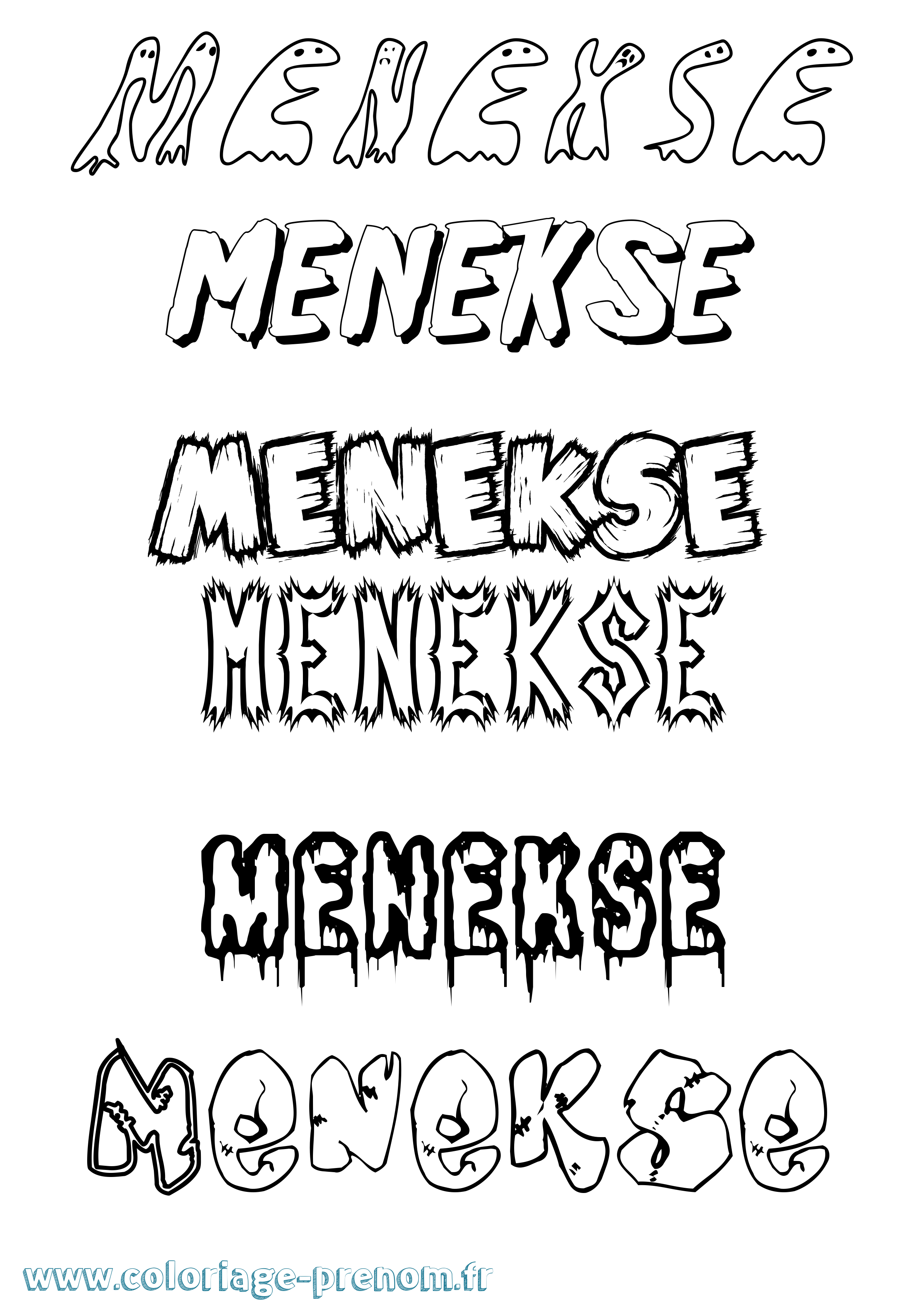 Coloriage Menekse Frisson Coloriage prénom Menekse Frisson