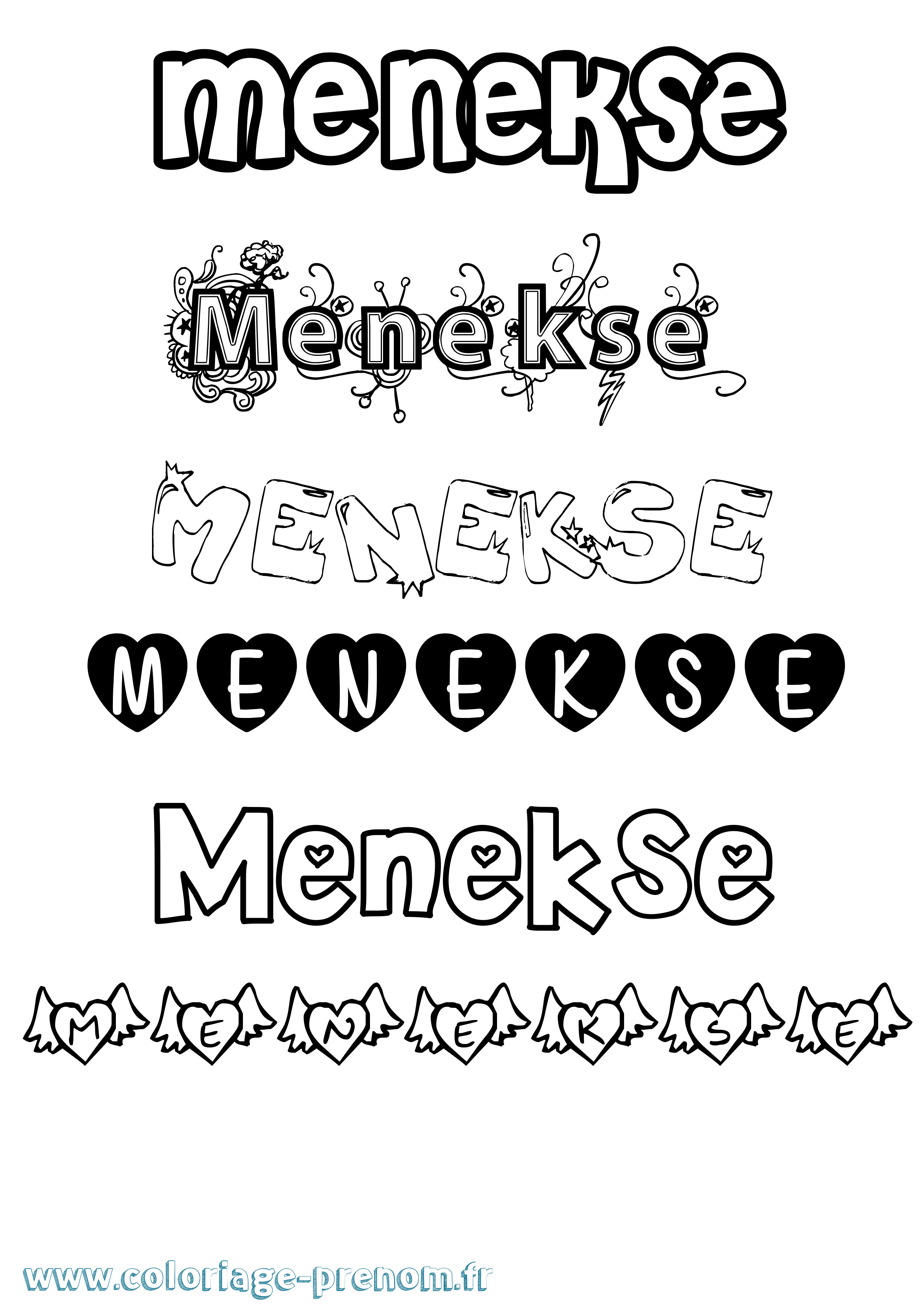 Coloriage Menekse Girly Coloriage prénom Menekse Girly