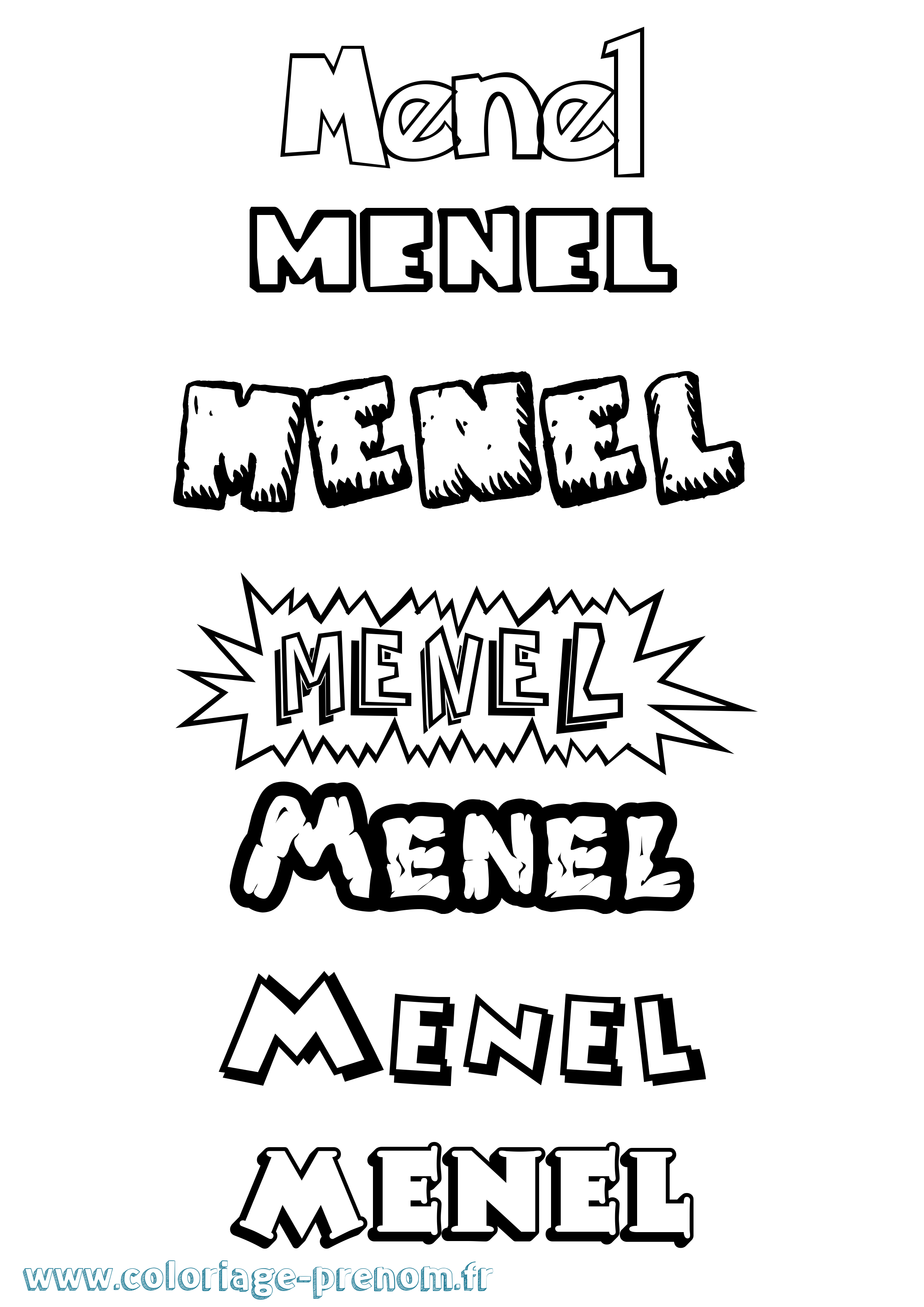 Coloriage Menel Dessin Animé Coloriage prénom Menel Dessin Animé
