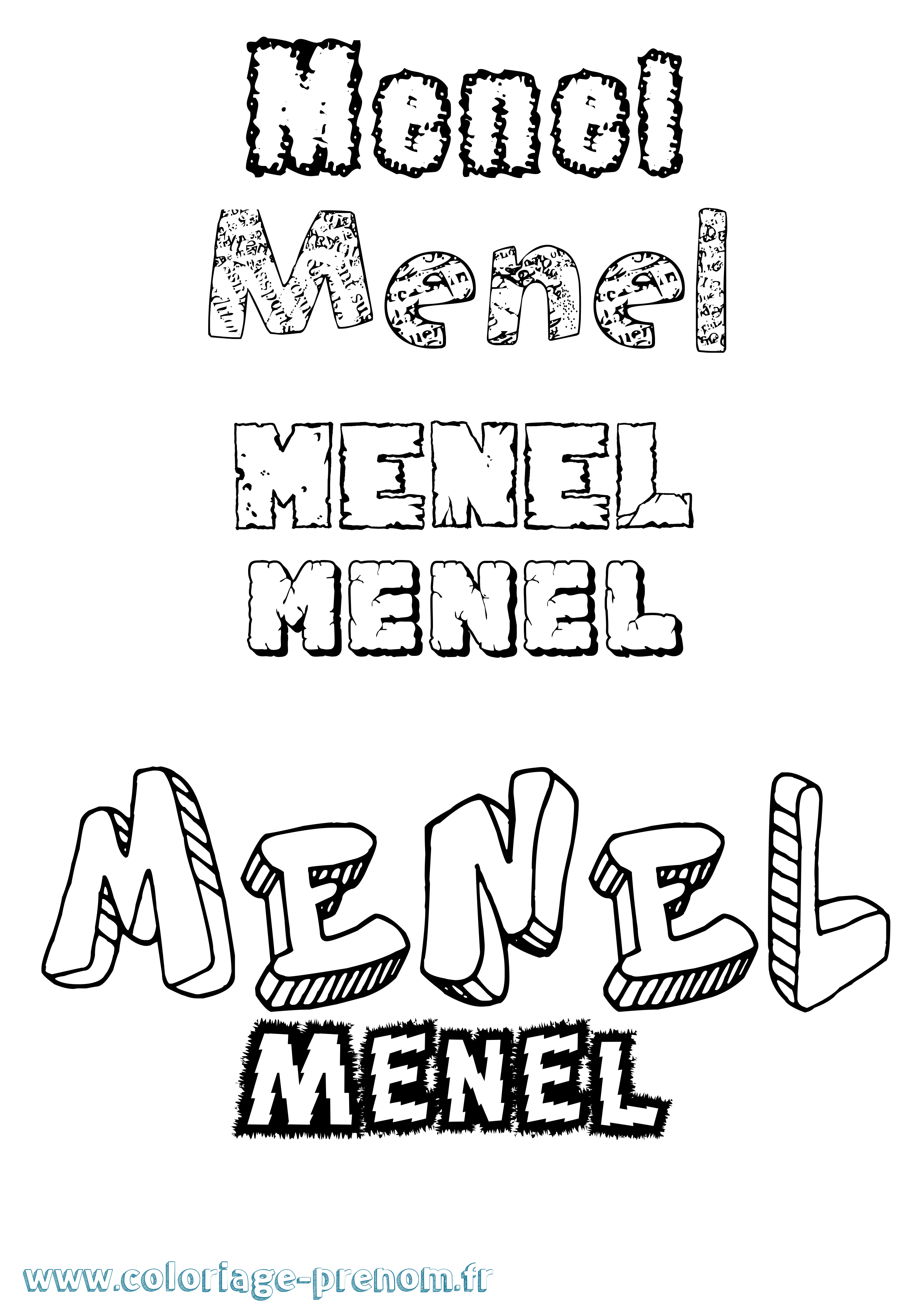 Coloriage Menel Destructuré Coloriage prénom Menel Destructuré