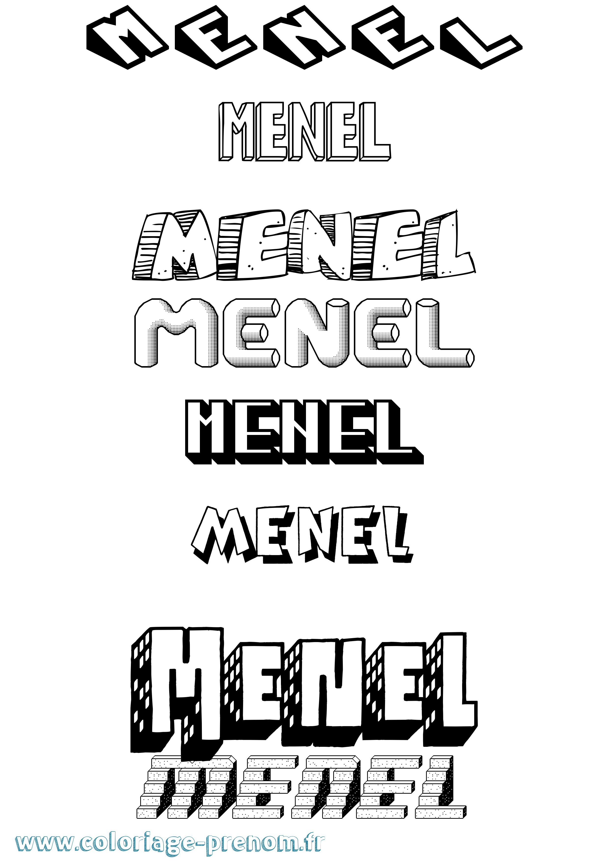Coloriage Menel Effet 3D Coloriage prénom Menel Effet 3D