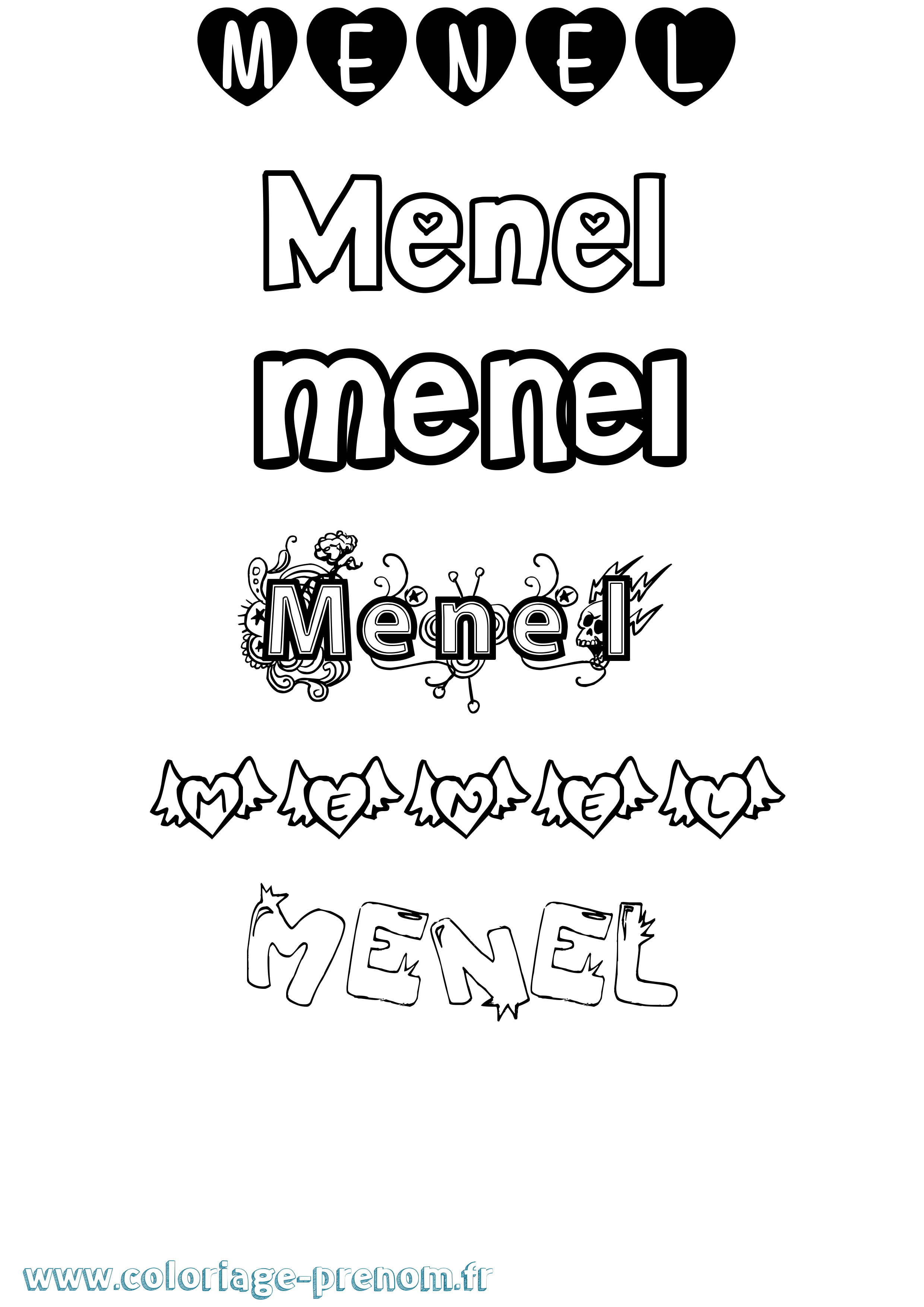 Coloriage Menel Girly Coloriage prénom Menel Girly