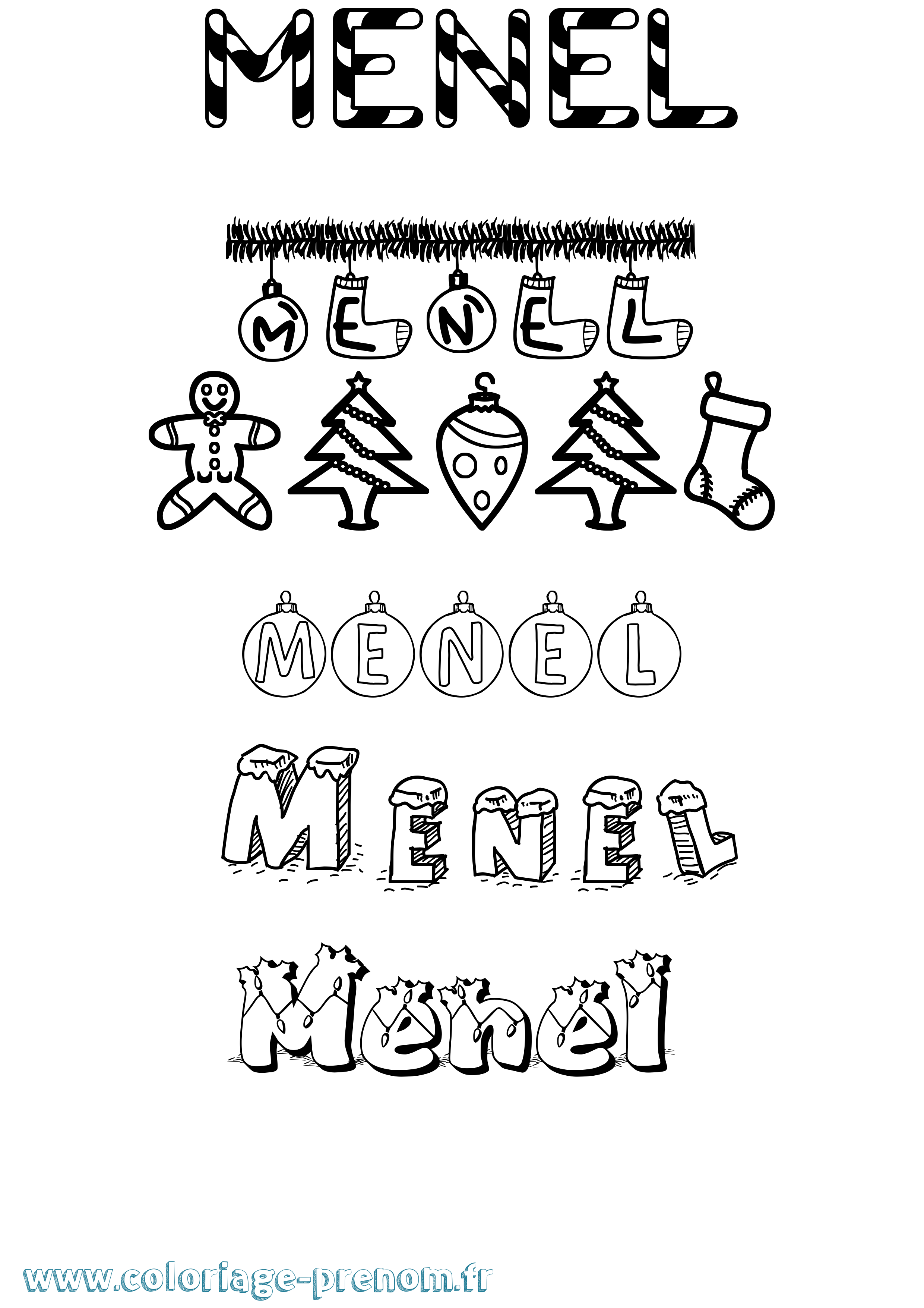 Coloriage Menel Noël Coloriage prénom Menel Noël