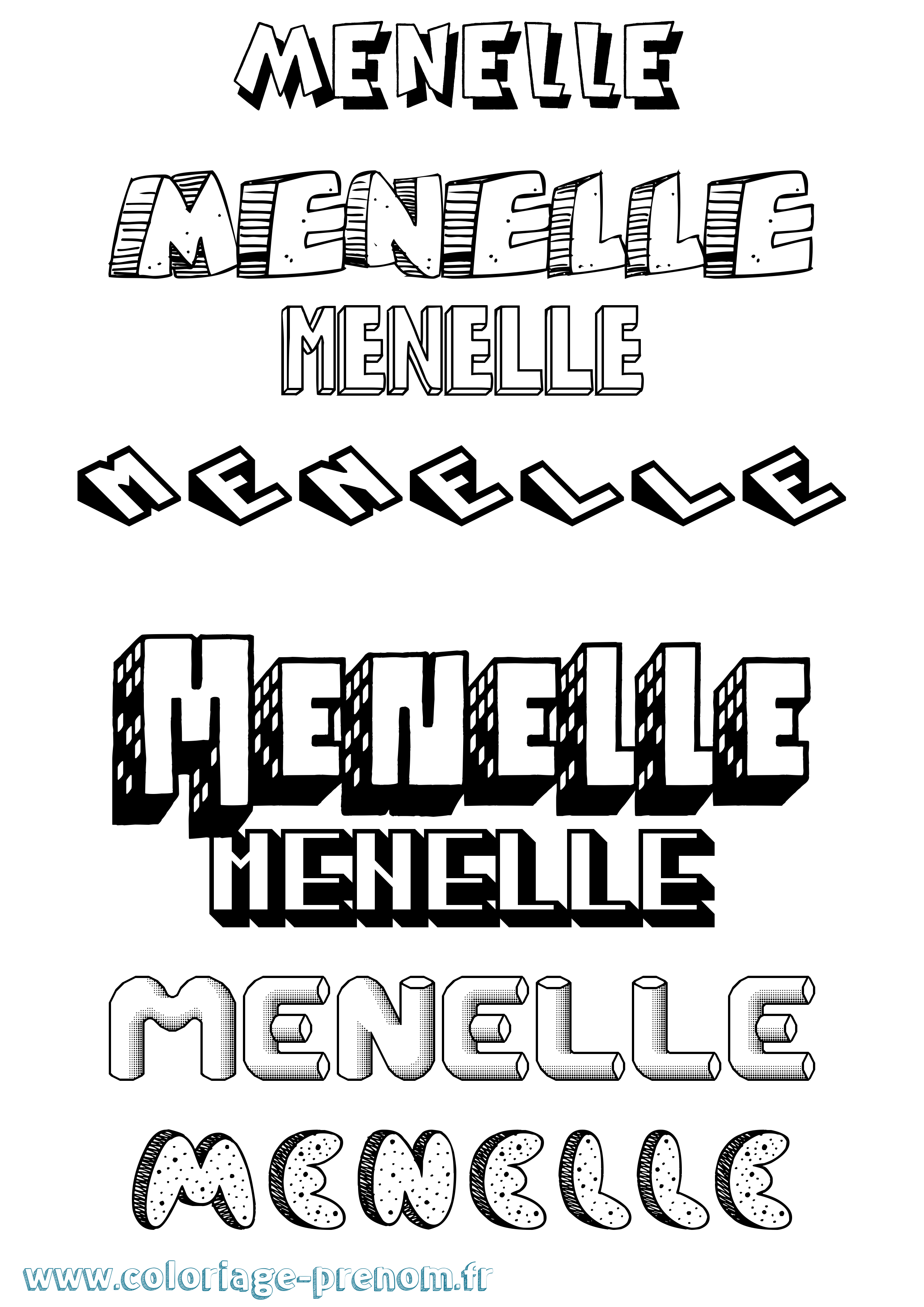 Coloriage Menelle Effet 3D Coloriage prénom Menelle Effet 3D