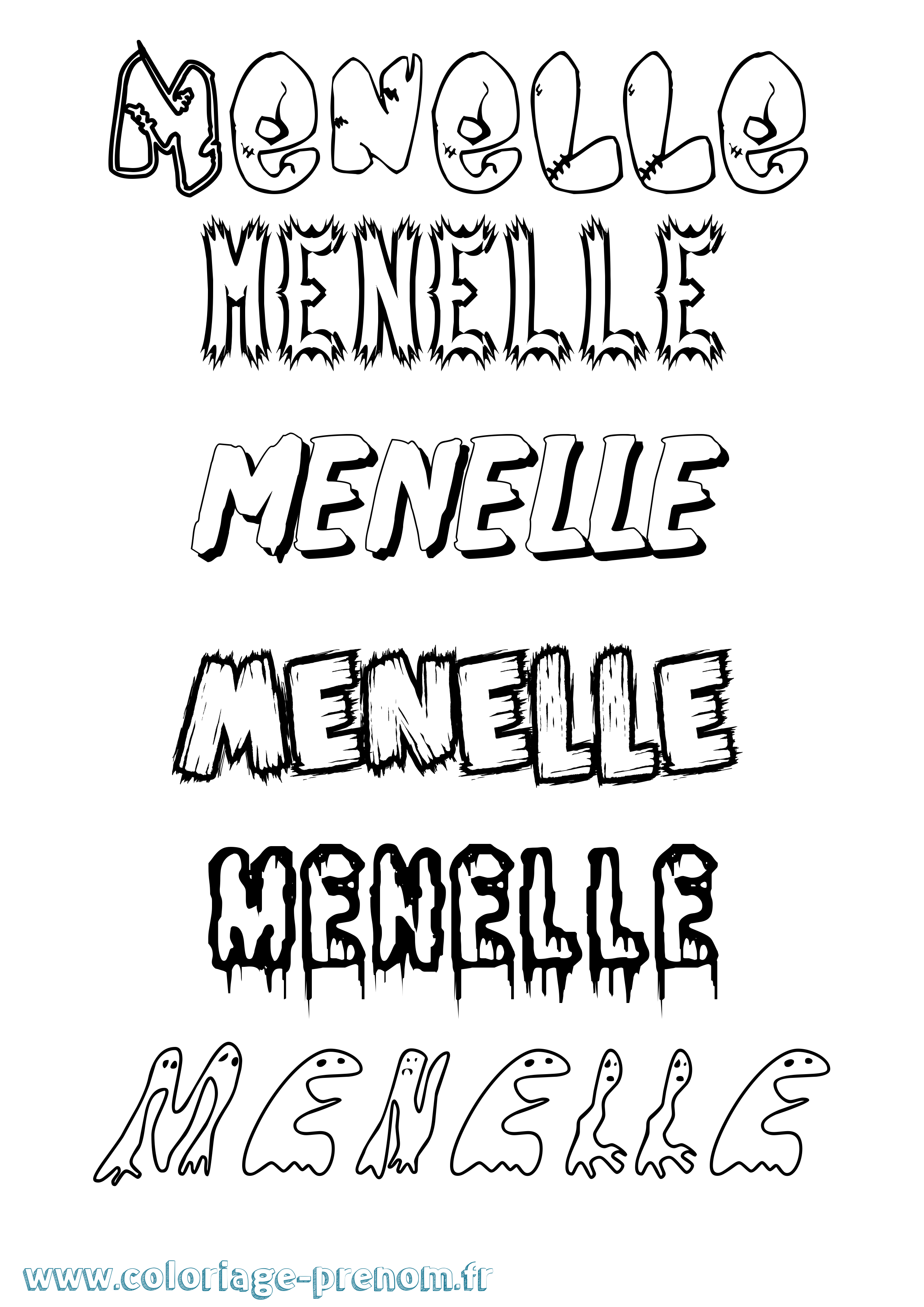 Coloriage Menelle Frisson Coloriage prénom Menelle Frisson
