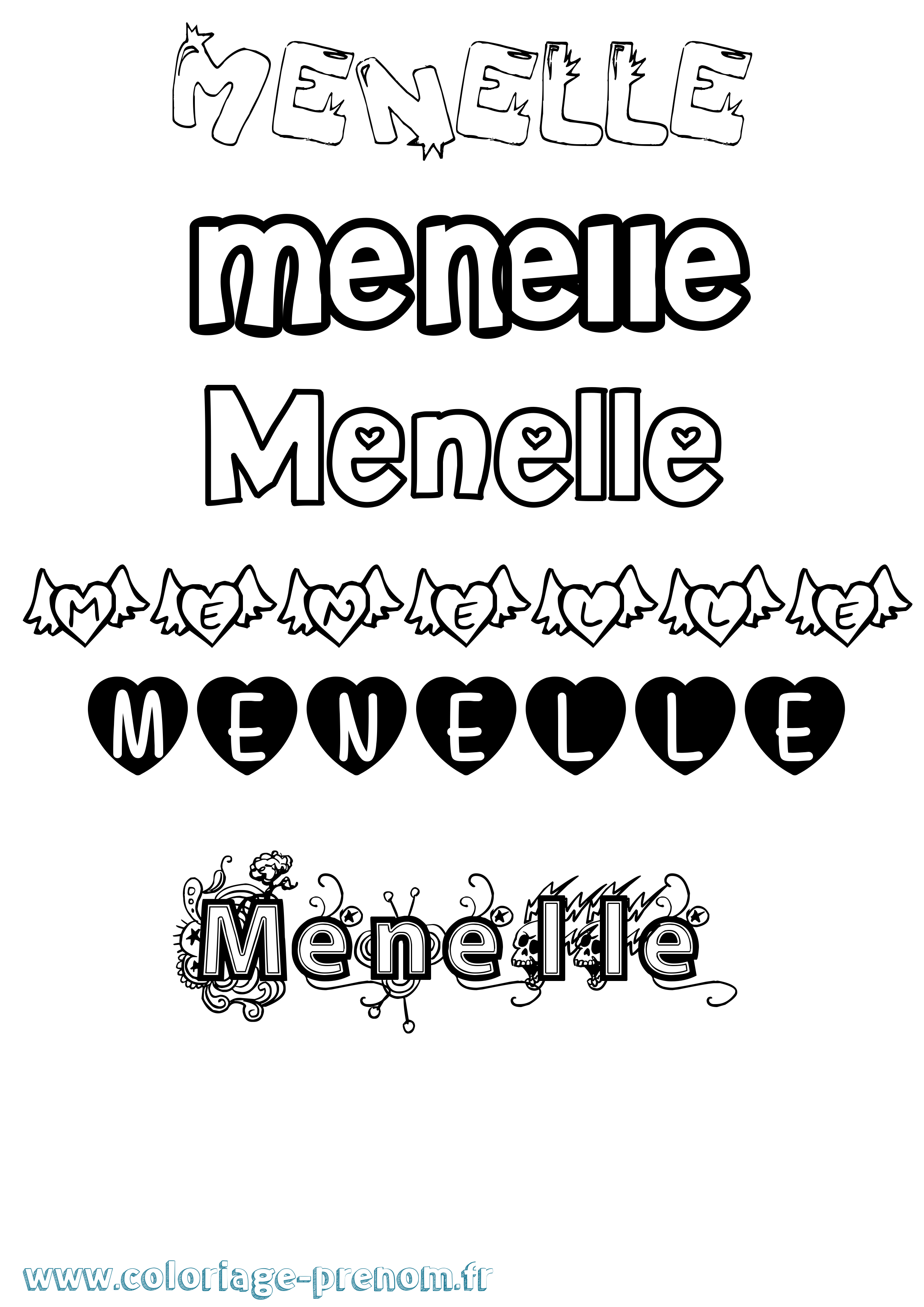 Coloriage Menelle Girly Coloriage prénom Menelle Girly