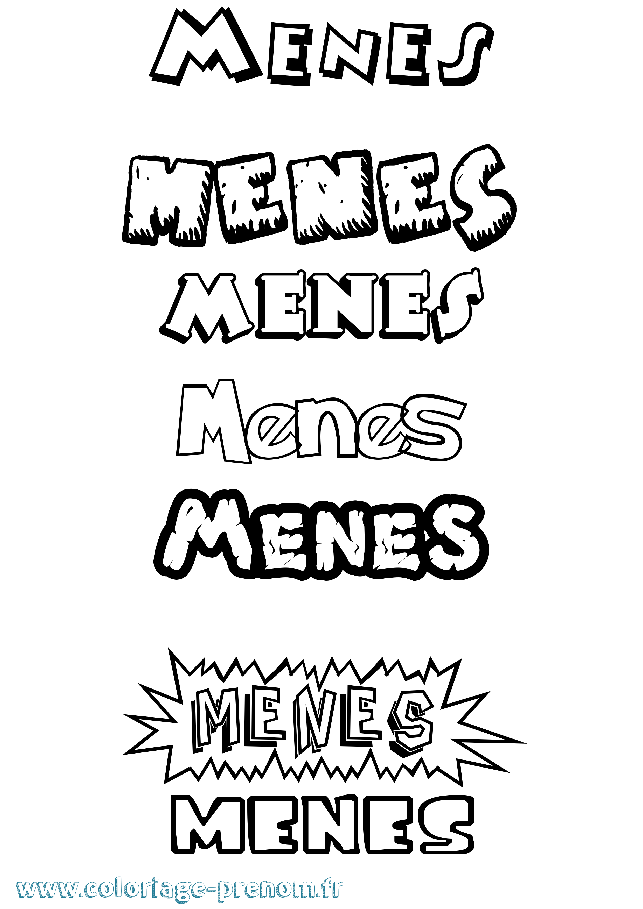 Coloriage Menes Dessin Animé Coloriage prénom Menes Dessin Animé