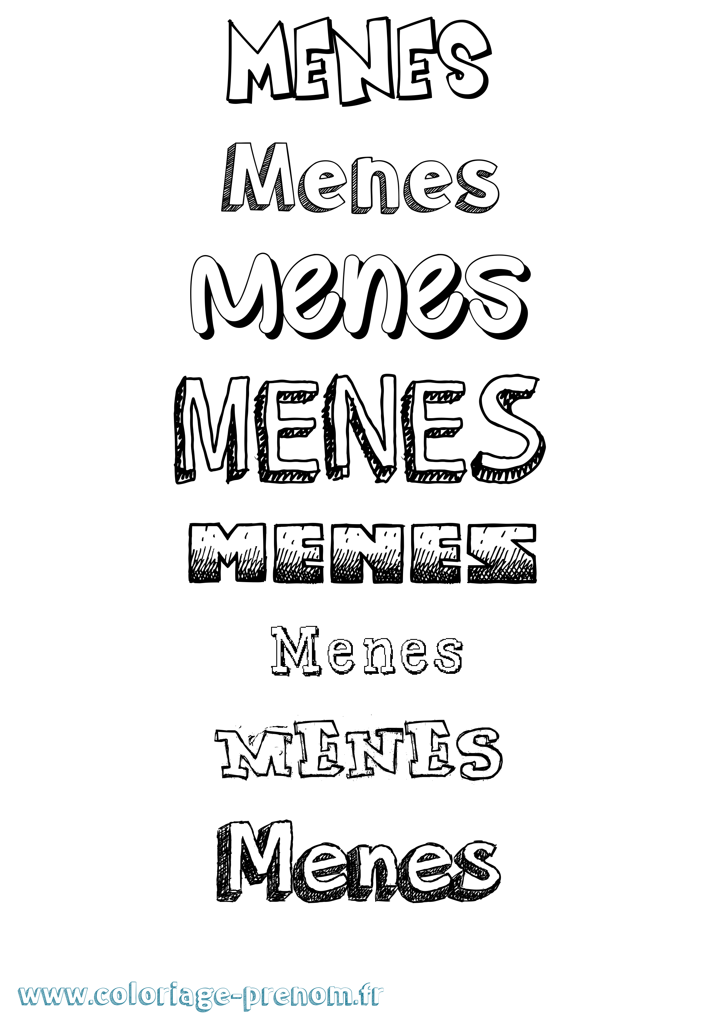Coloriage Menes Dessiné Coloriage prénom Menes Dessiné