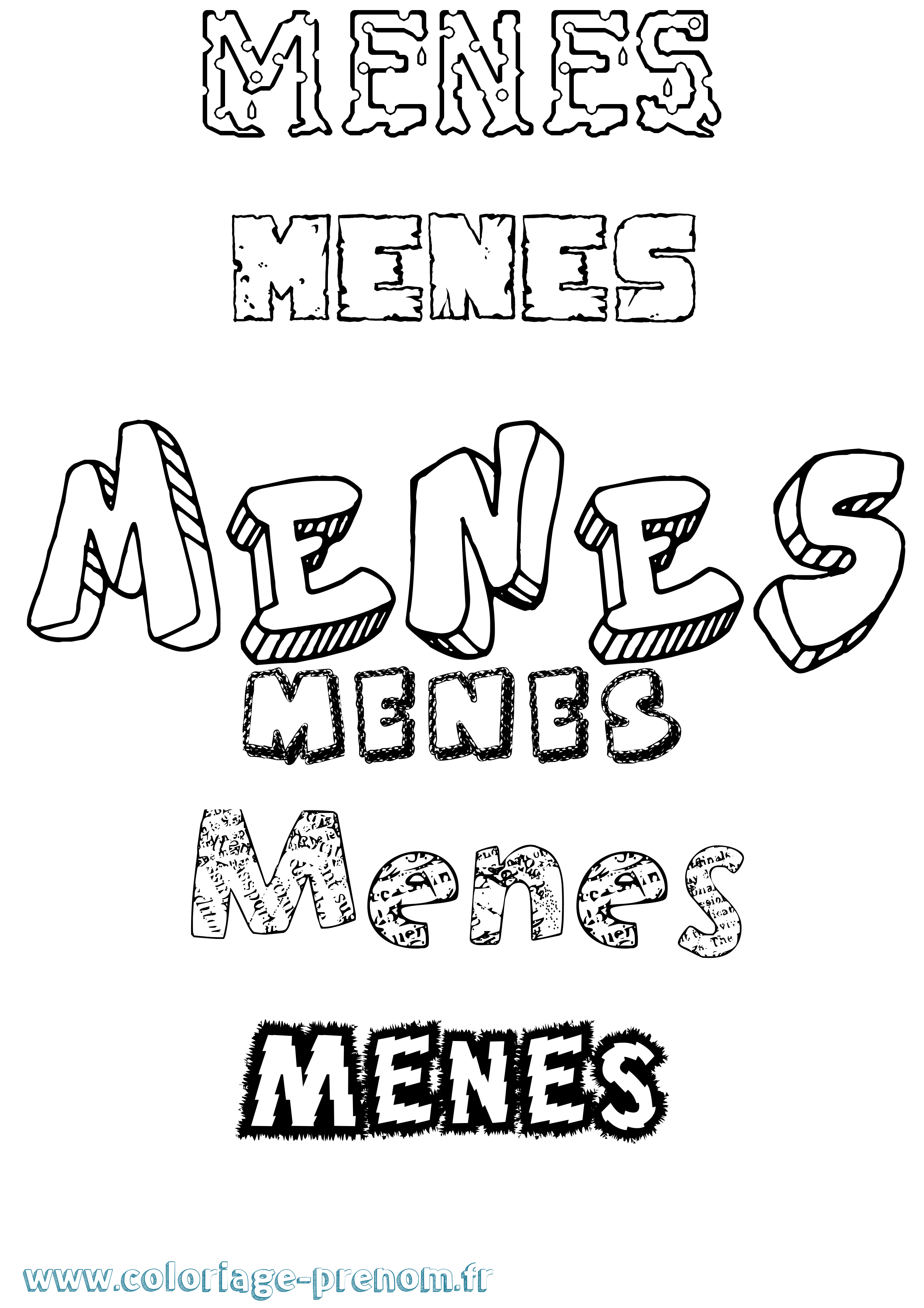 Coloriage Menes Destructuré Coloriage prénom Menes Destructuré