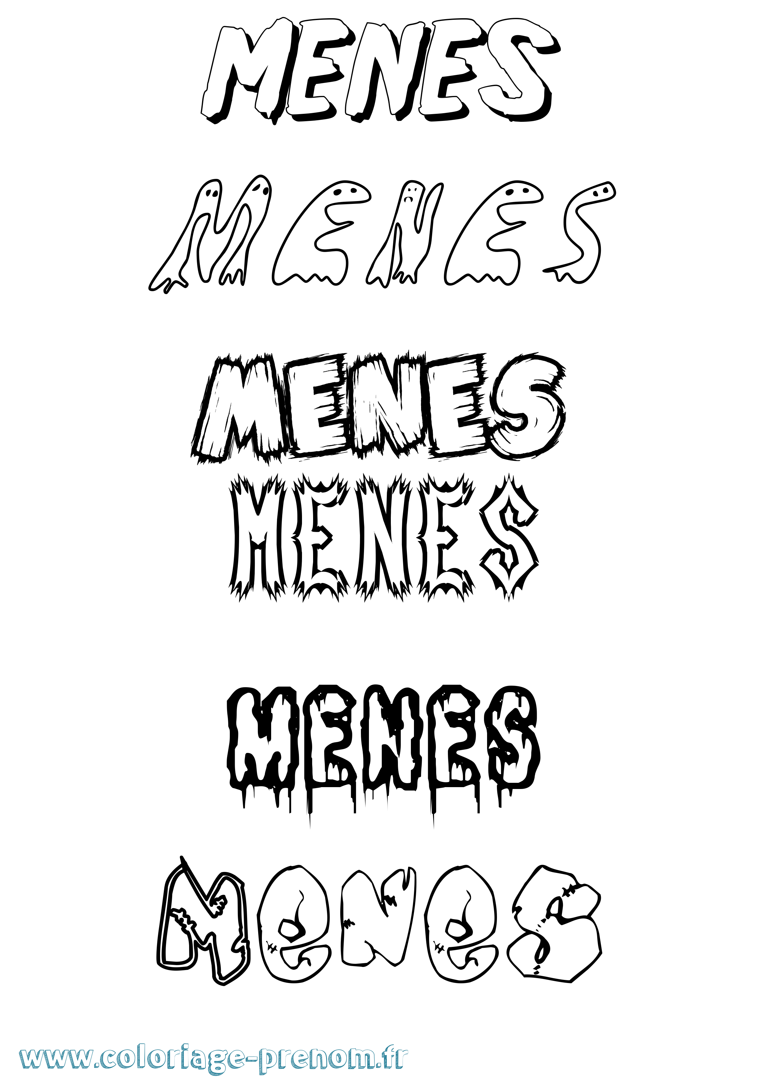 Coloriage Menes Frisson Coloriage prénom Menes Frisson