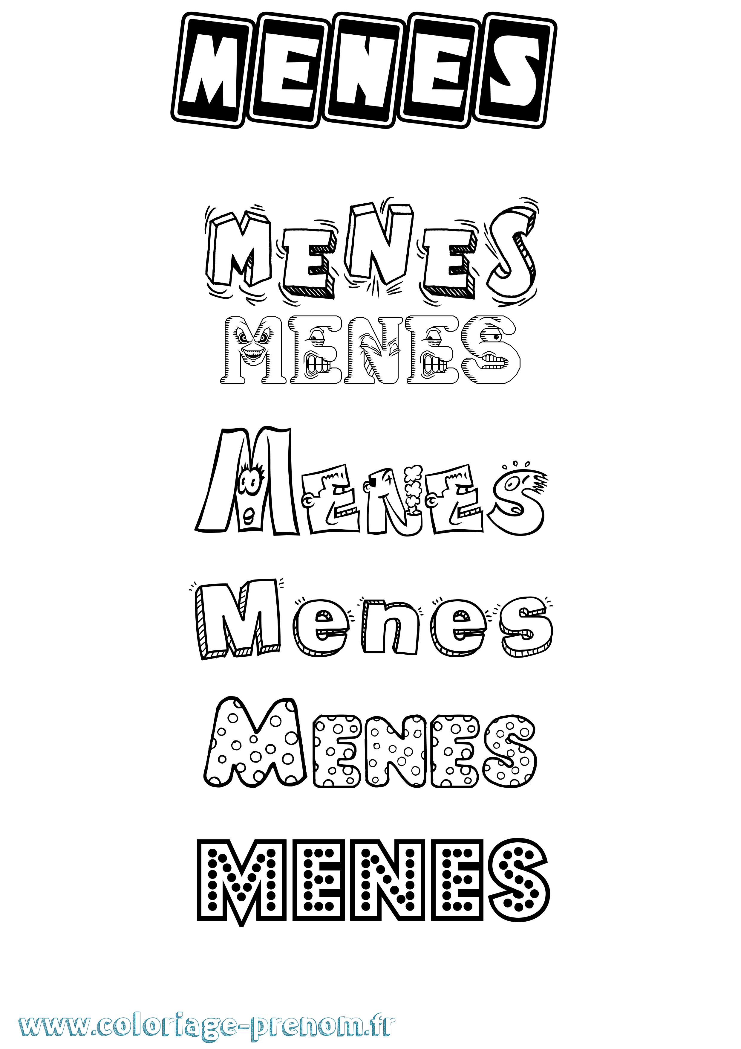 Coloriage Menes Fun Coloriage prénom Menes Fun