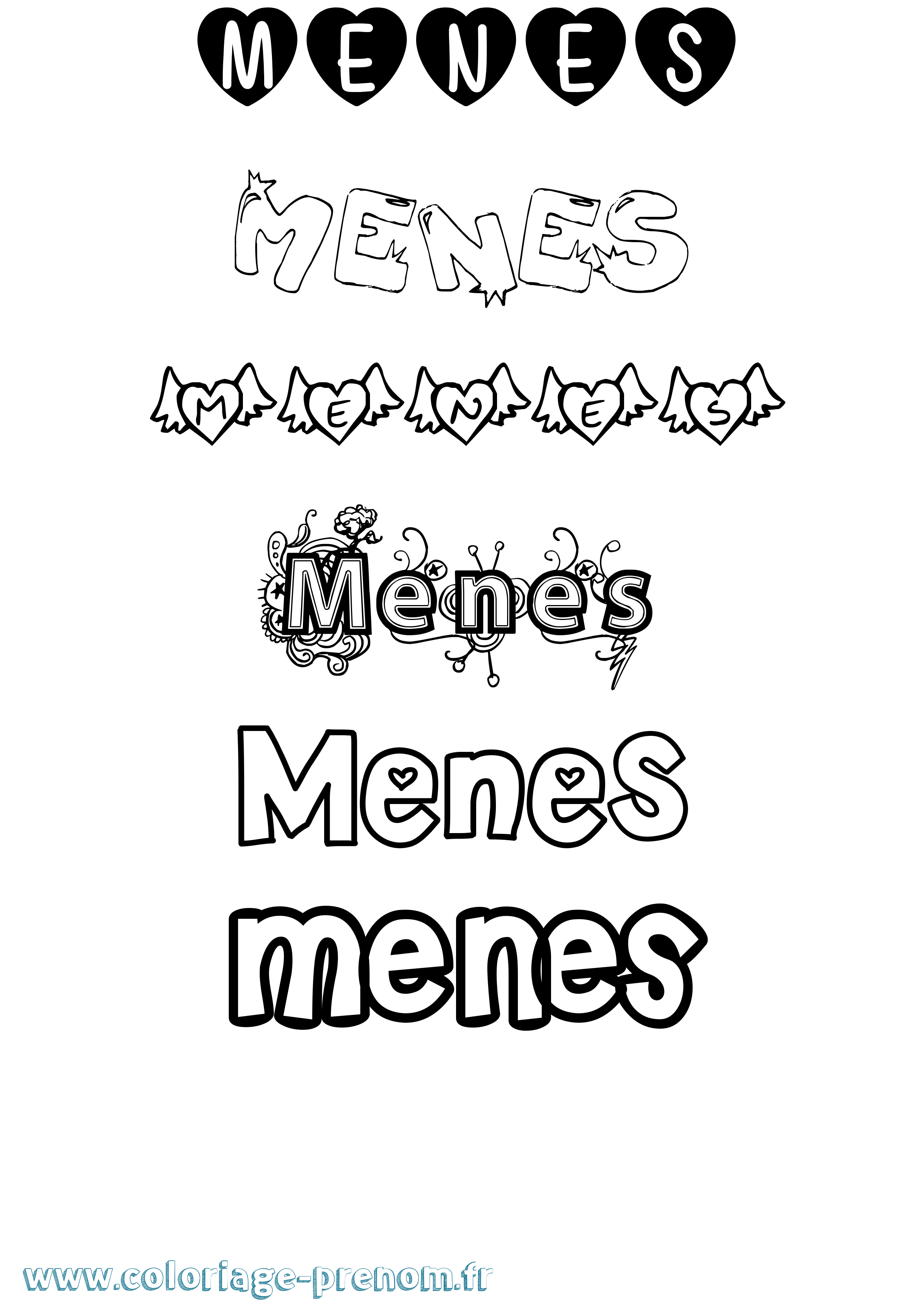 Coloriage Menes Girly Coloriage prénom Menes Girly