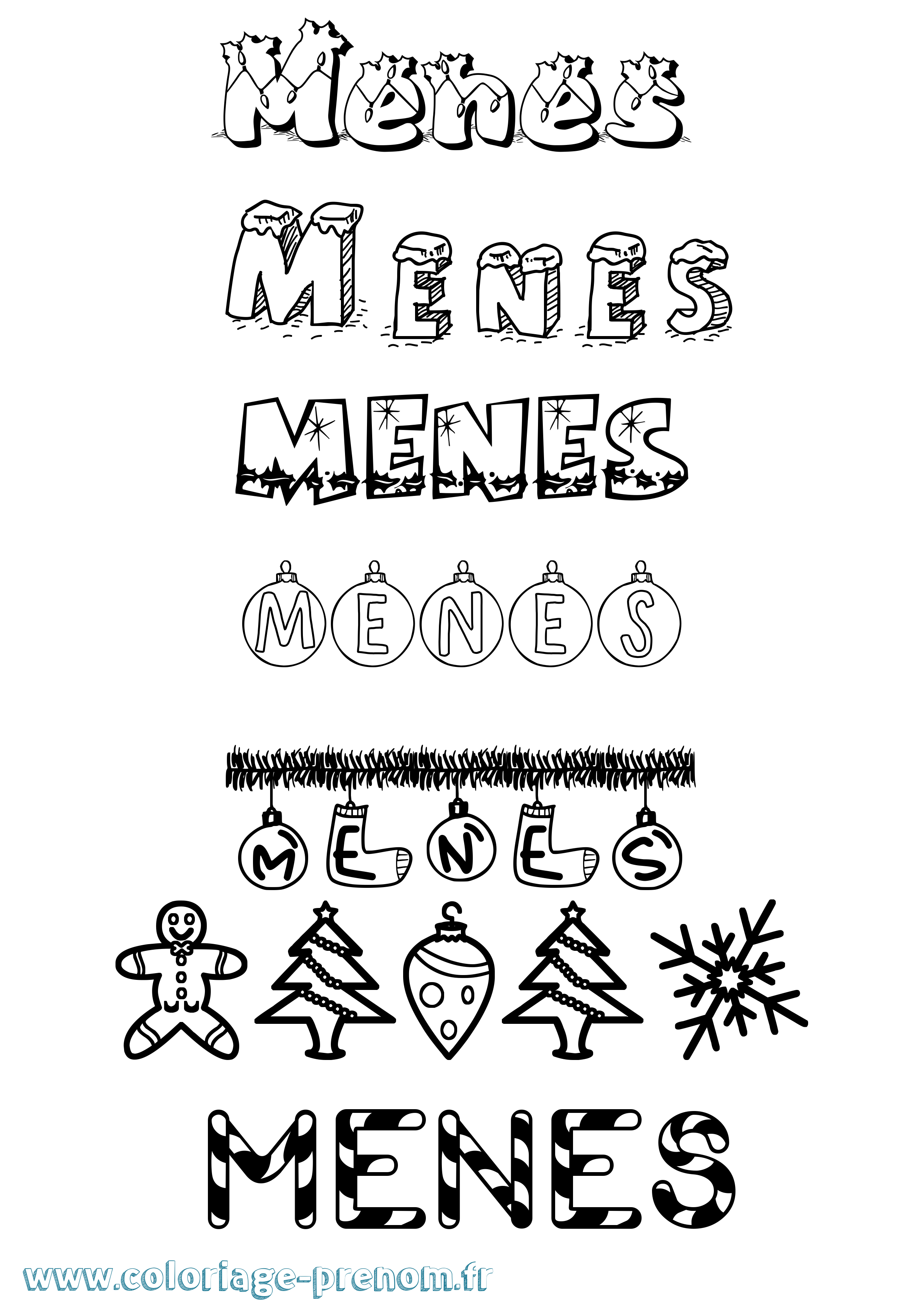 Coloriage Menes Noël Coloriage prénom Menes Noël