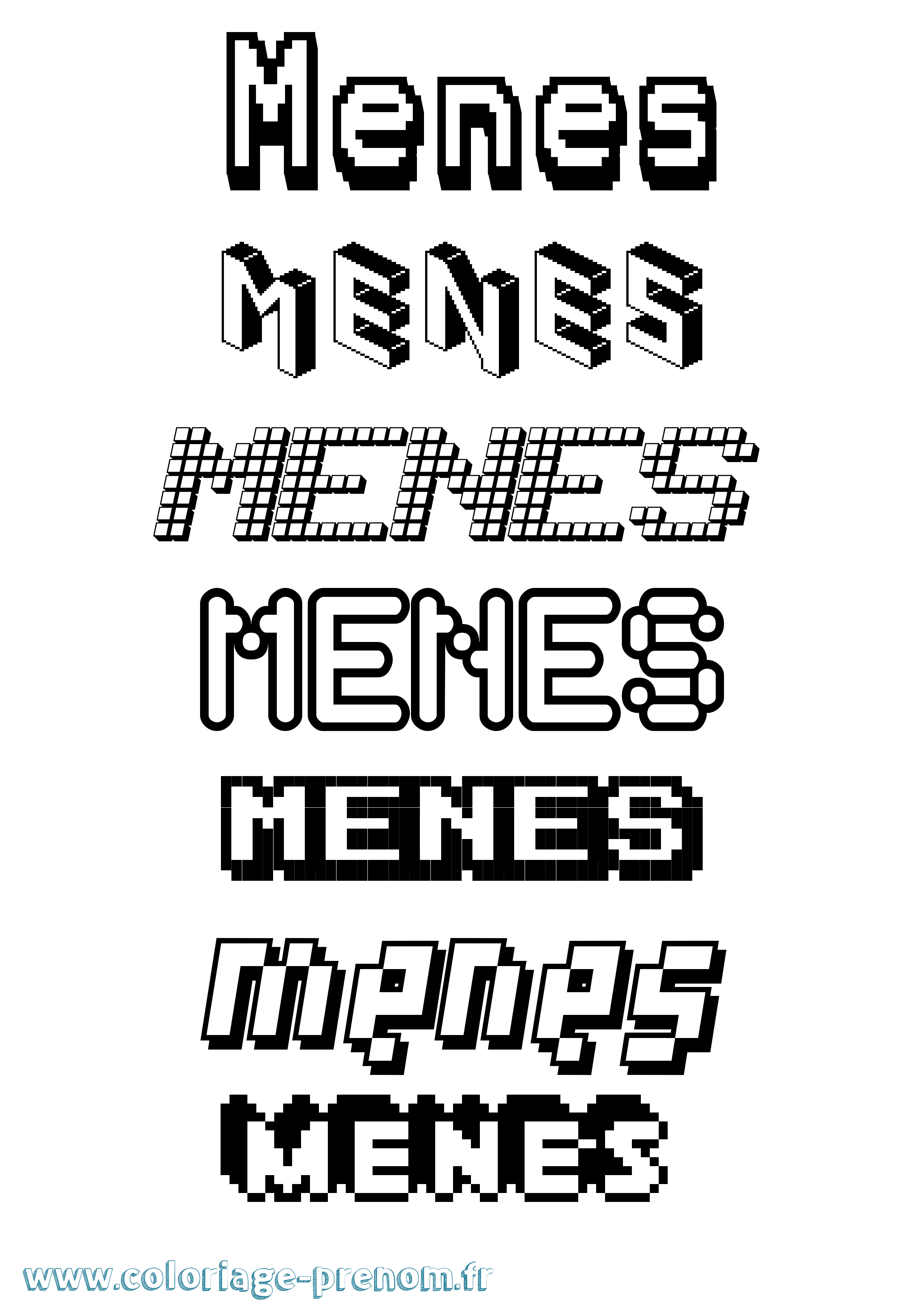 Coloriage Menes Pixel Coloriage prénom Menes Pixel