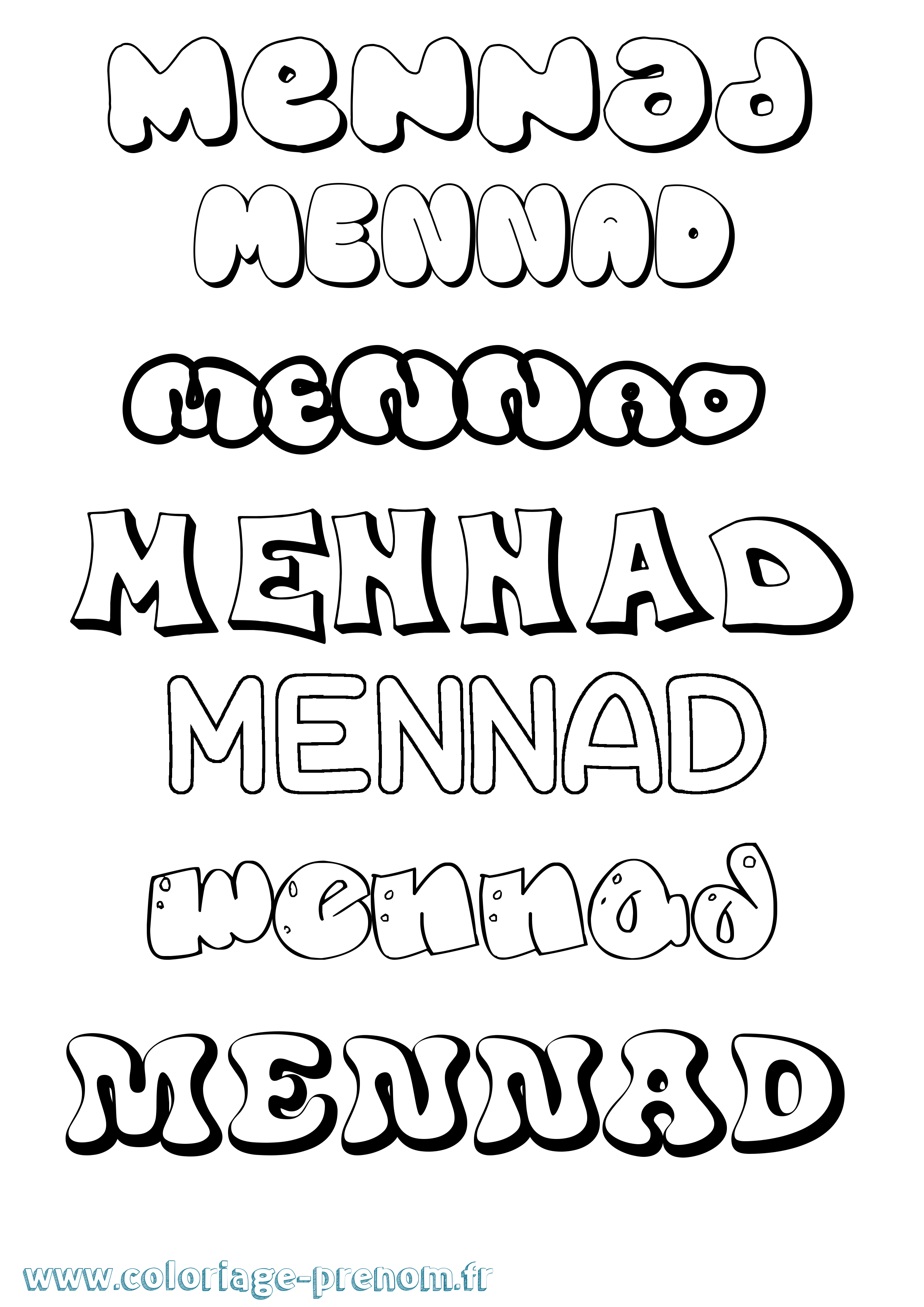 Coloriage Mennad Bubble Coloriage prénom Mennad Bubble