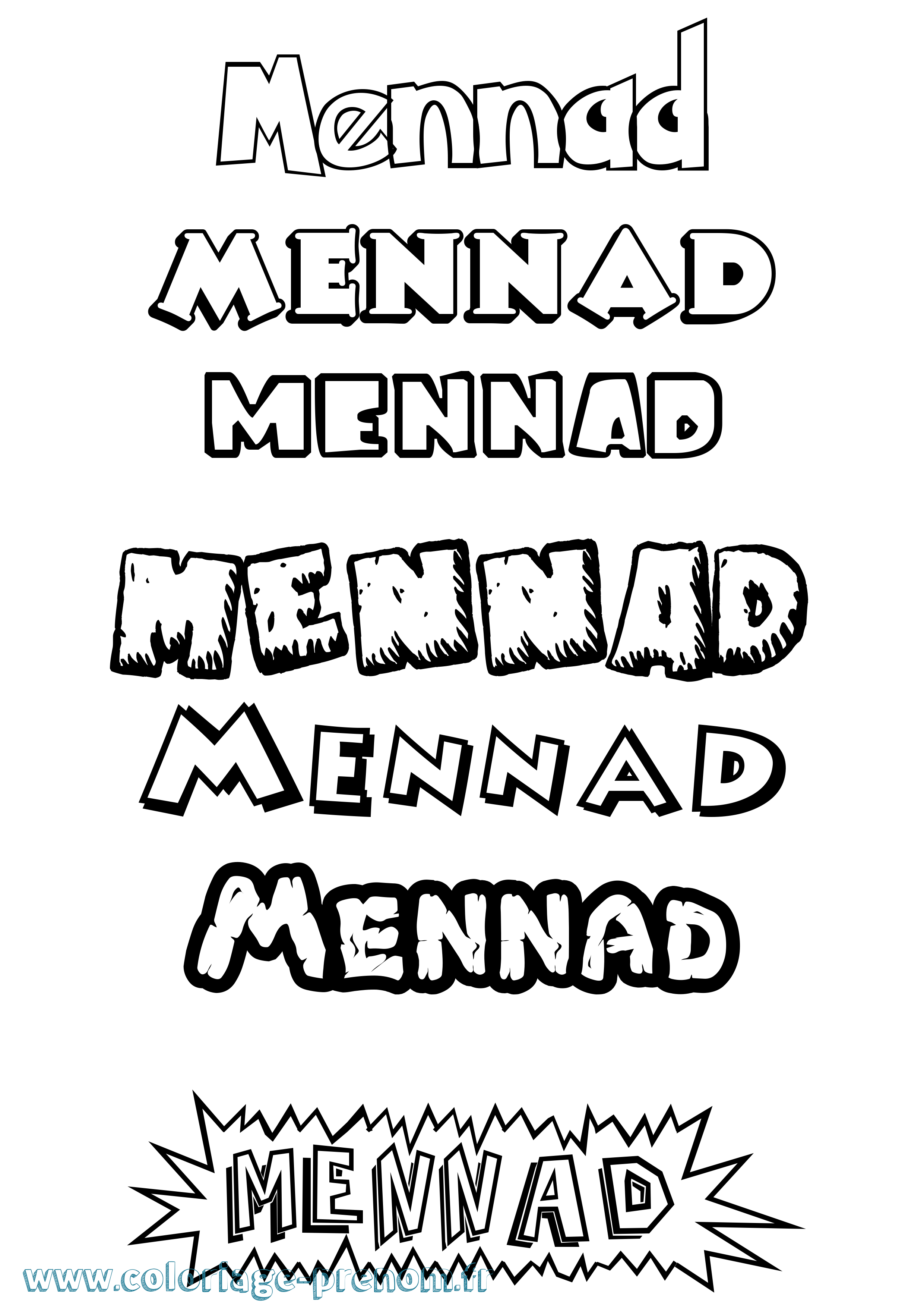 Coloriage Mennad Dessin Animé Coloriage prénom Mennad Dessin Animé
