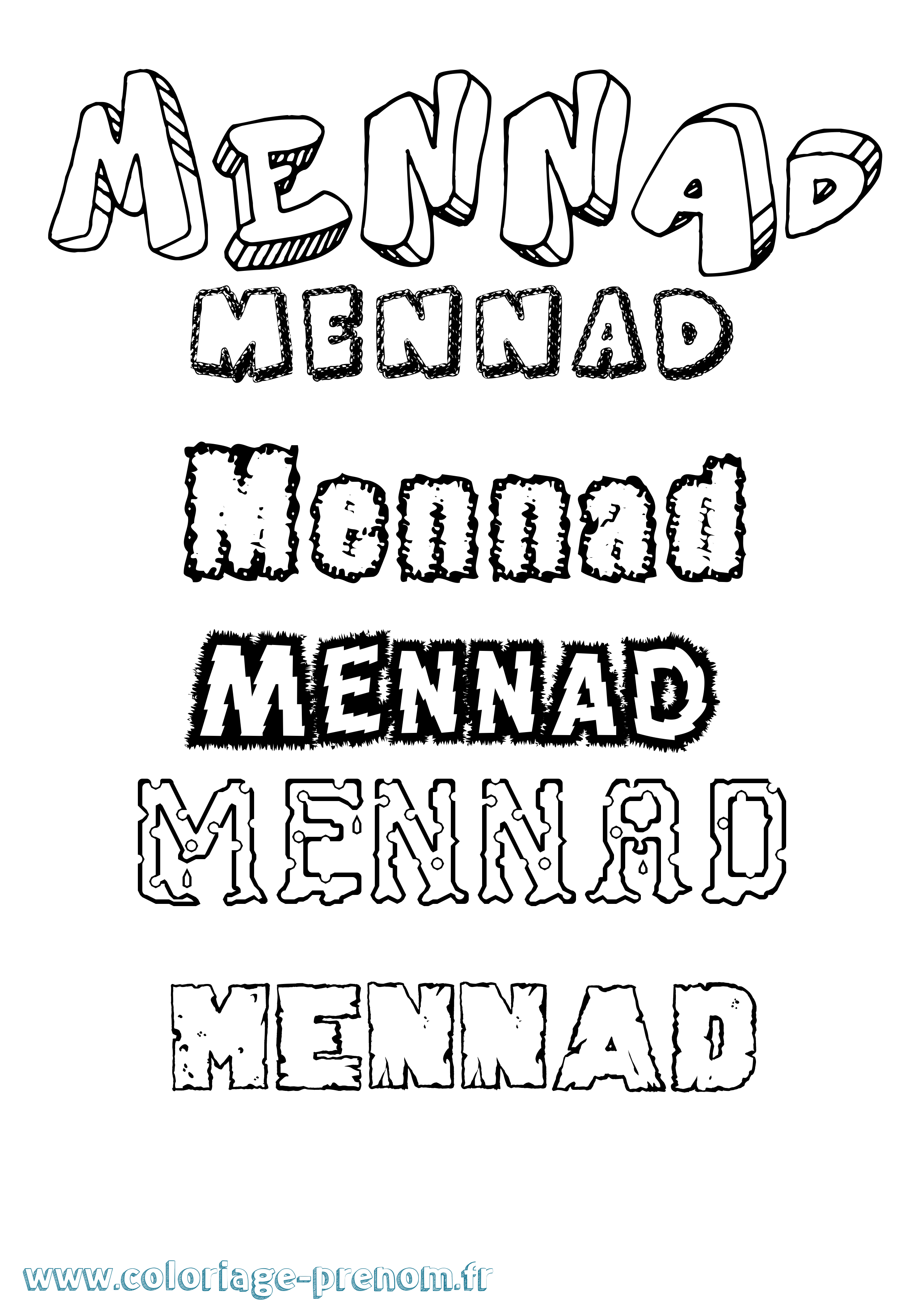 Coloriage Mennad Destructuré Coloriage prénom Mennad Destructuré