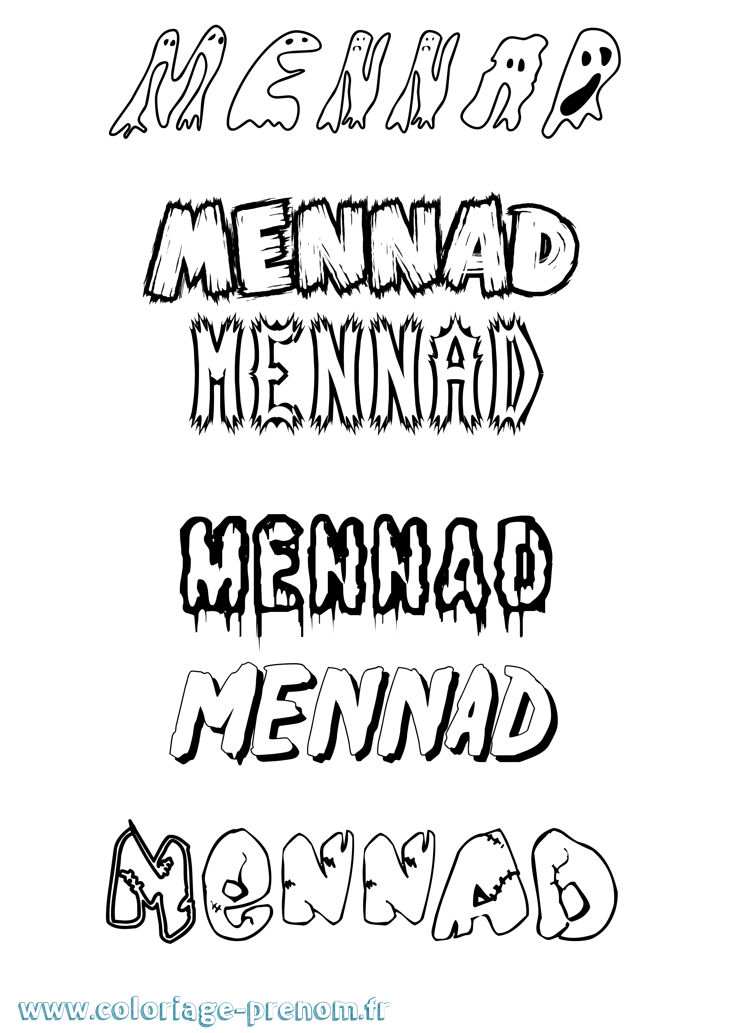 Coloriage Mennad Frisson Coloriage prénom Mennad Frisson
