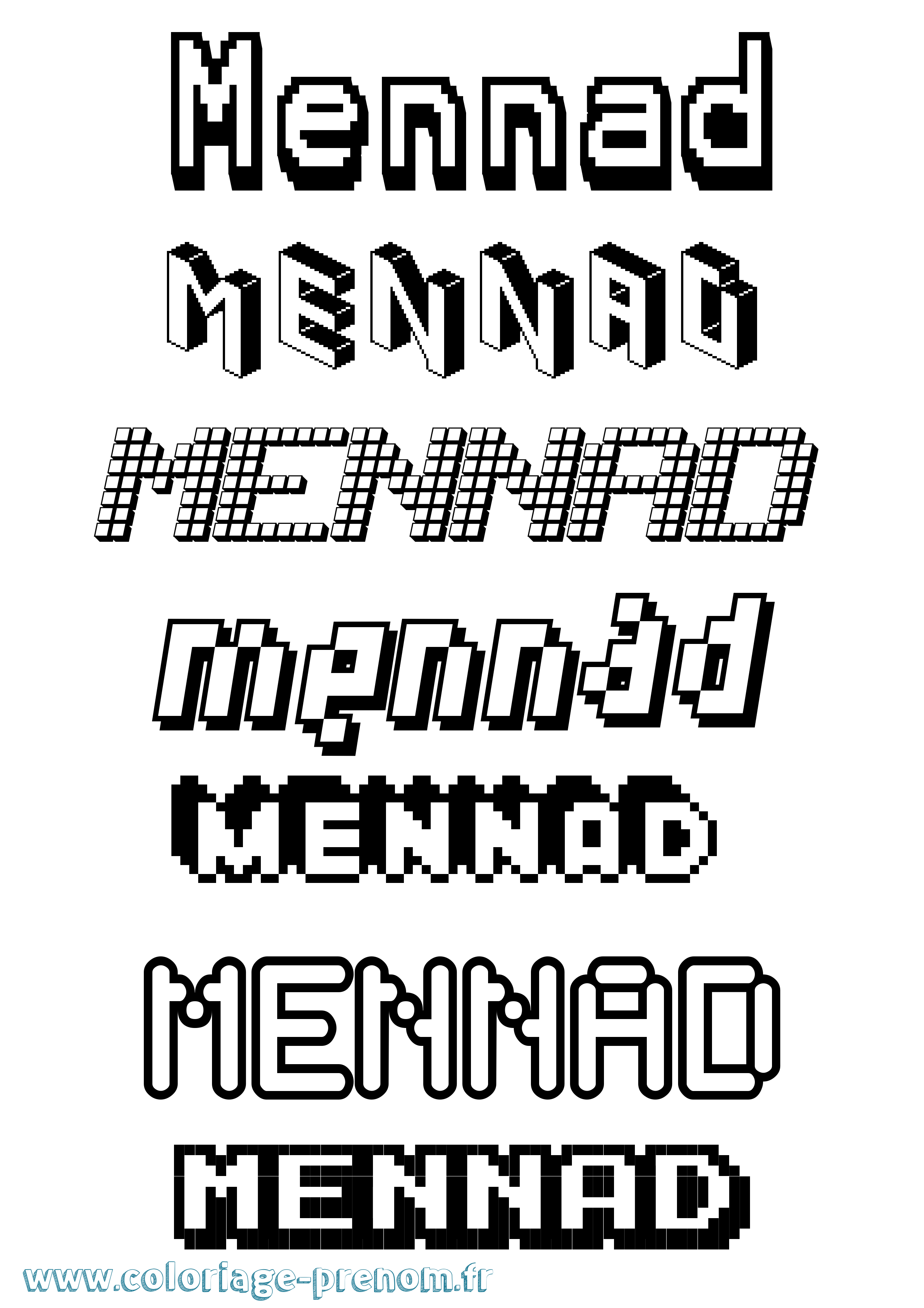 Coloriage Mennad Pixel Coloriage prénom Mennad Pixel