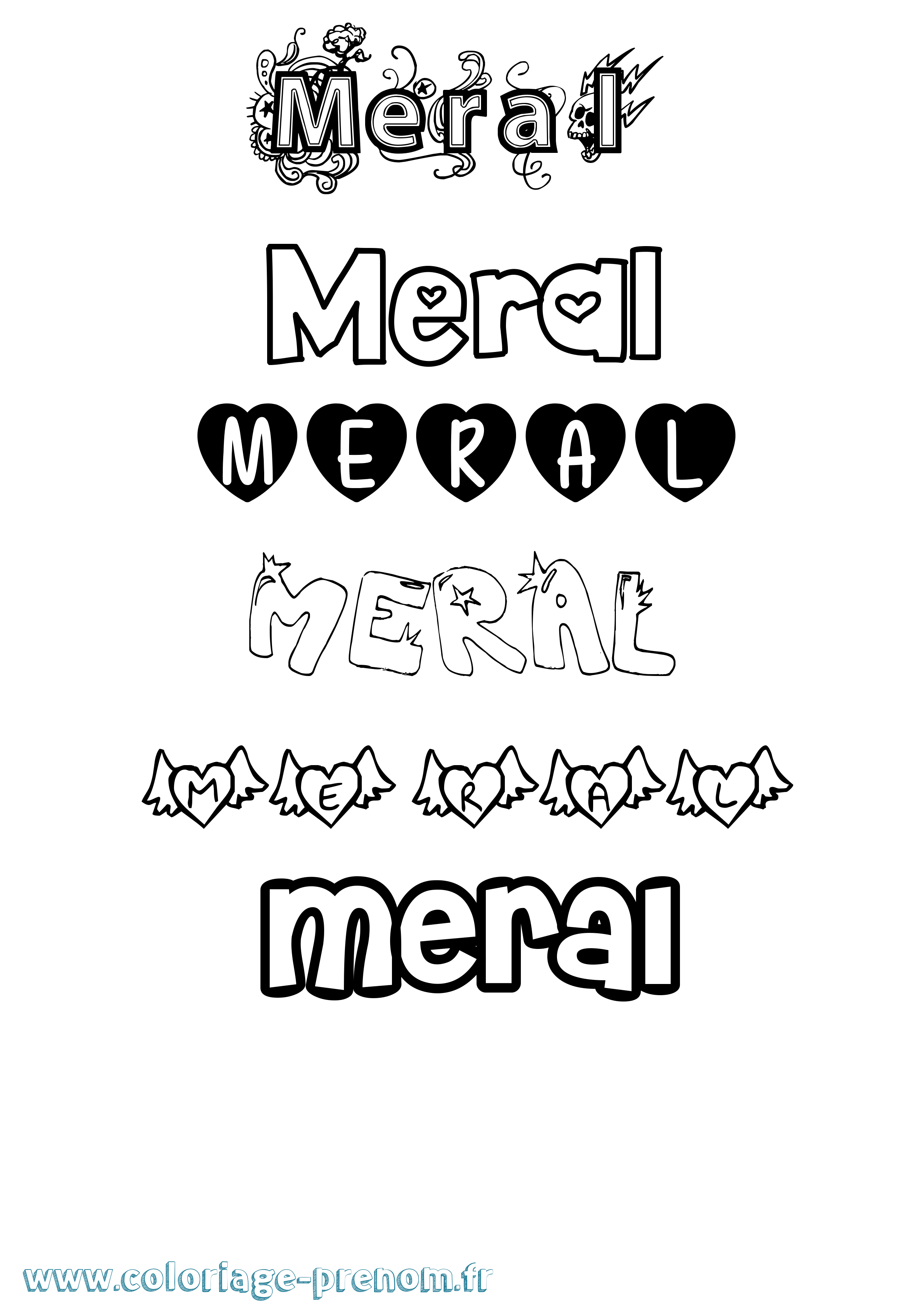 Coloriage Meral Girly Coloriage prénom Meral Girly