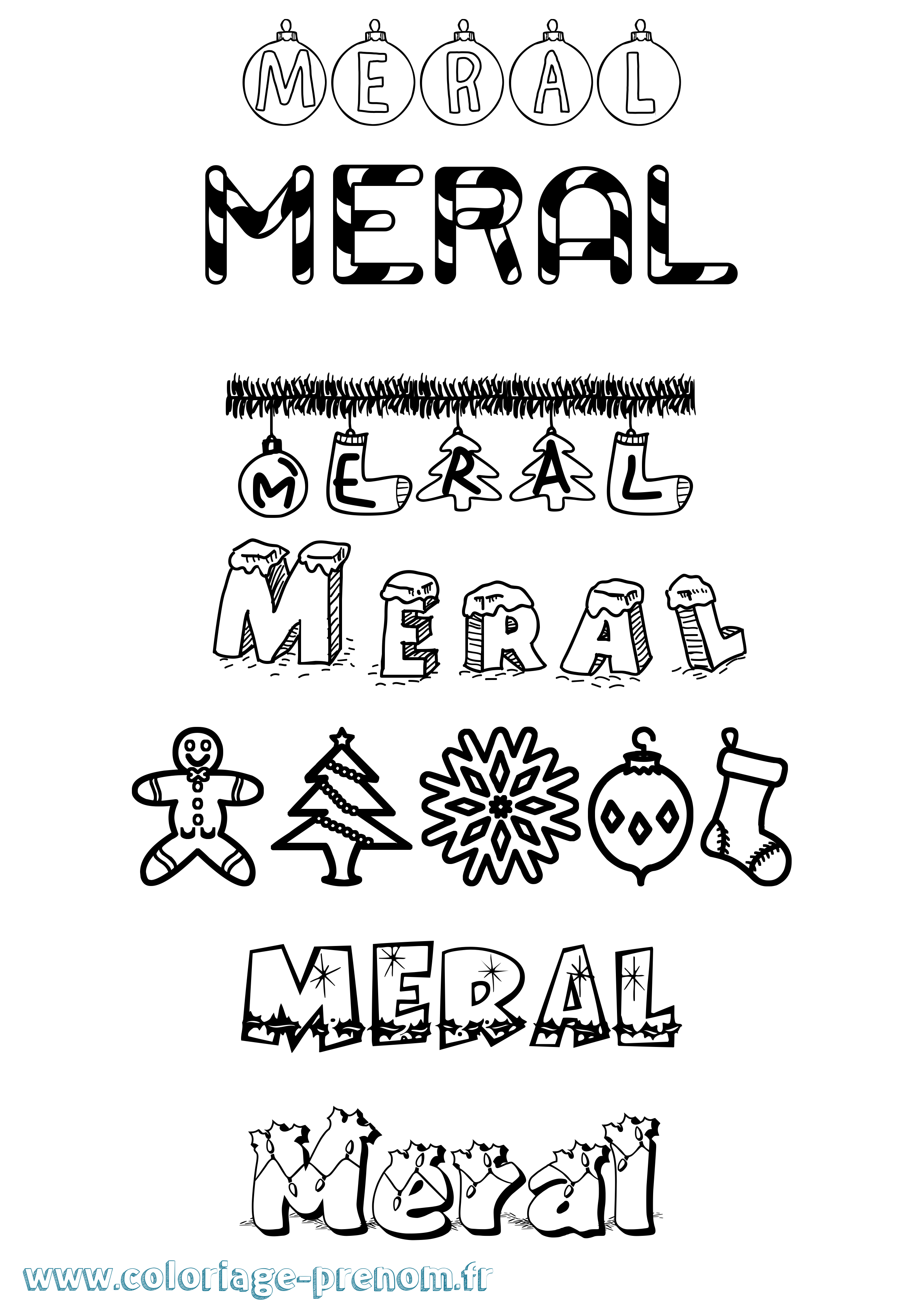 Coloriage Meral Noël Coloriage prénom Meral Noël