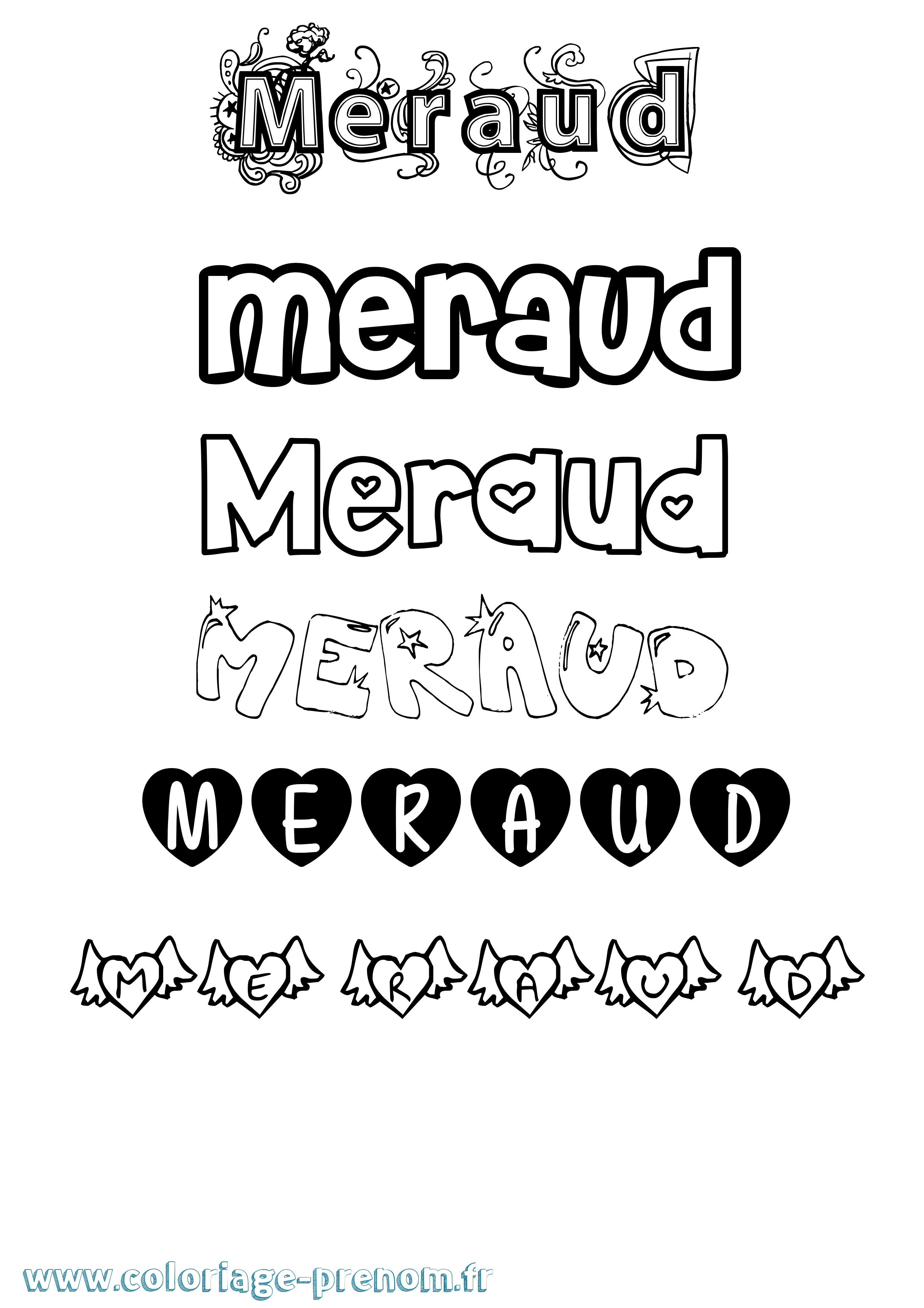 Coloriage Meraud Girly Coloriage prénom Meraud Girly